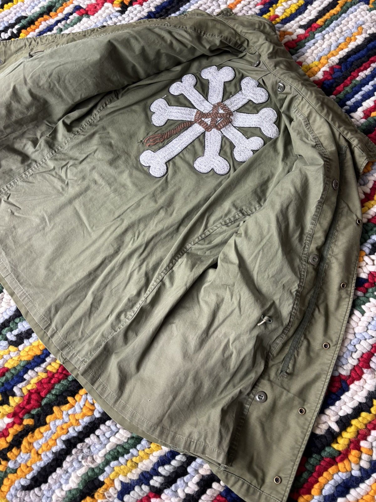 Vintage Vintage 1970s M-65 Jacket Embroidered Skull Size US L / EU 52-54 / 3 - 6 Thumbnail