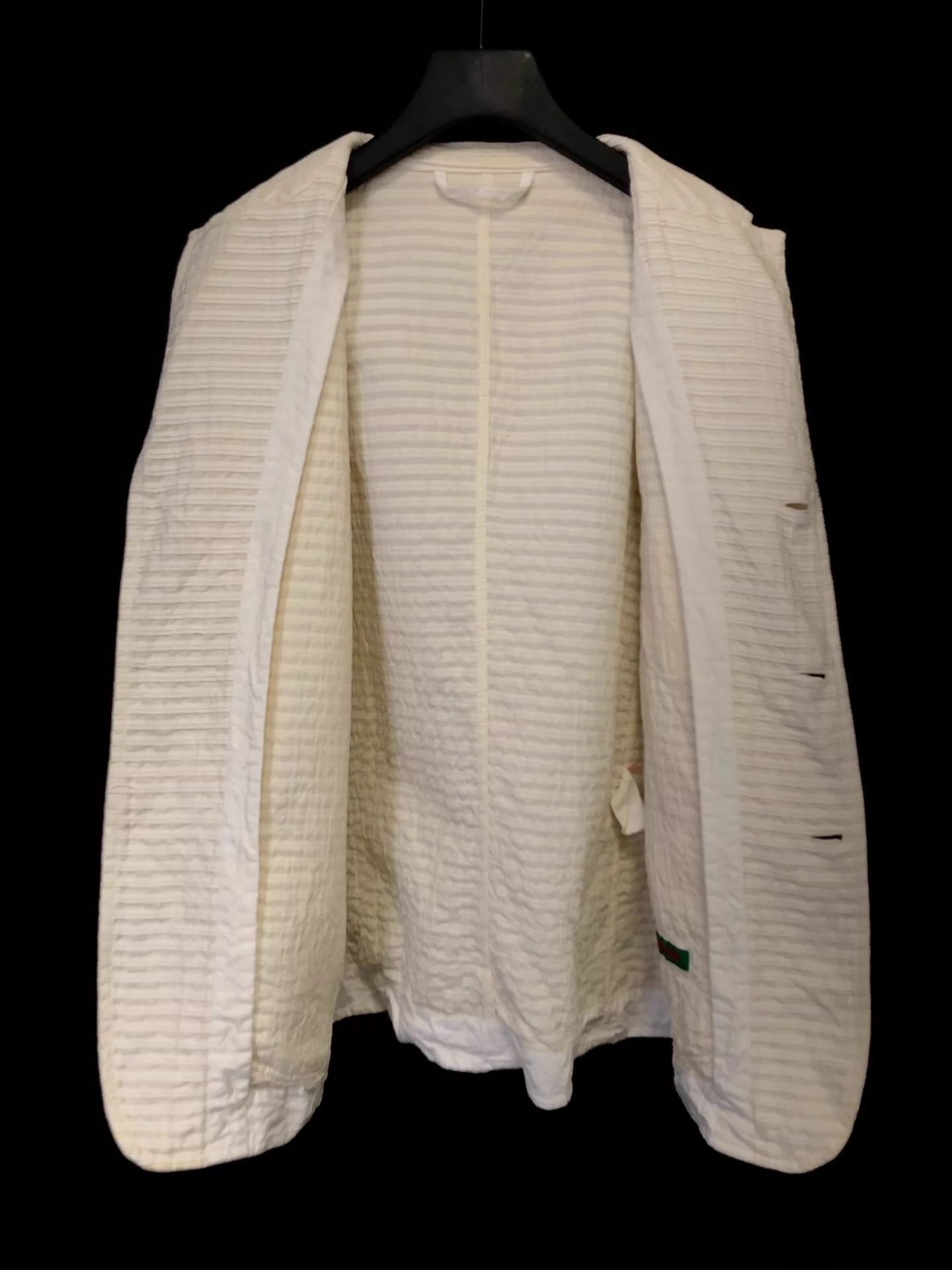 Casey Casey casey casey Cream Ruffled Stripe Buffalo Horn Button Jacket Size US S / EU 44-46 / 1 - 2 Thumbnail
