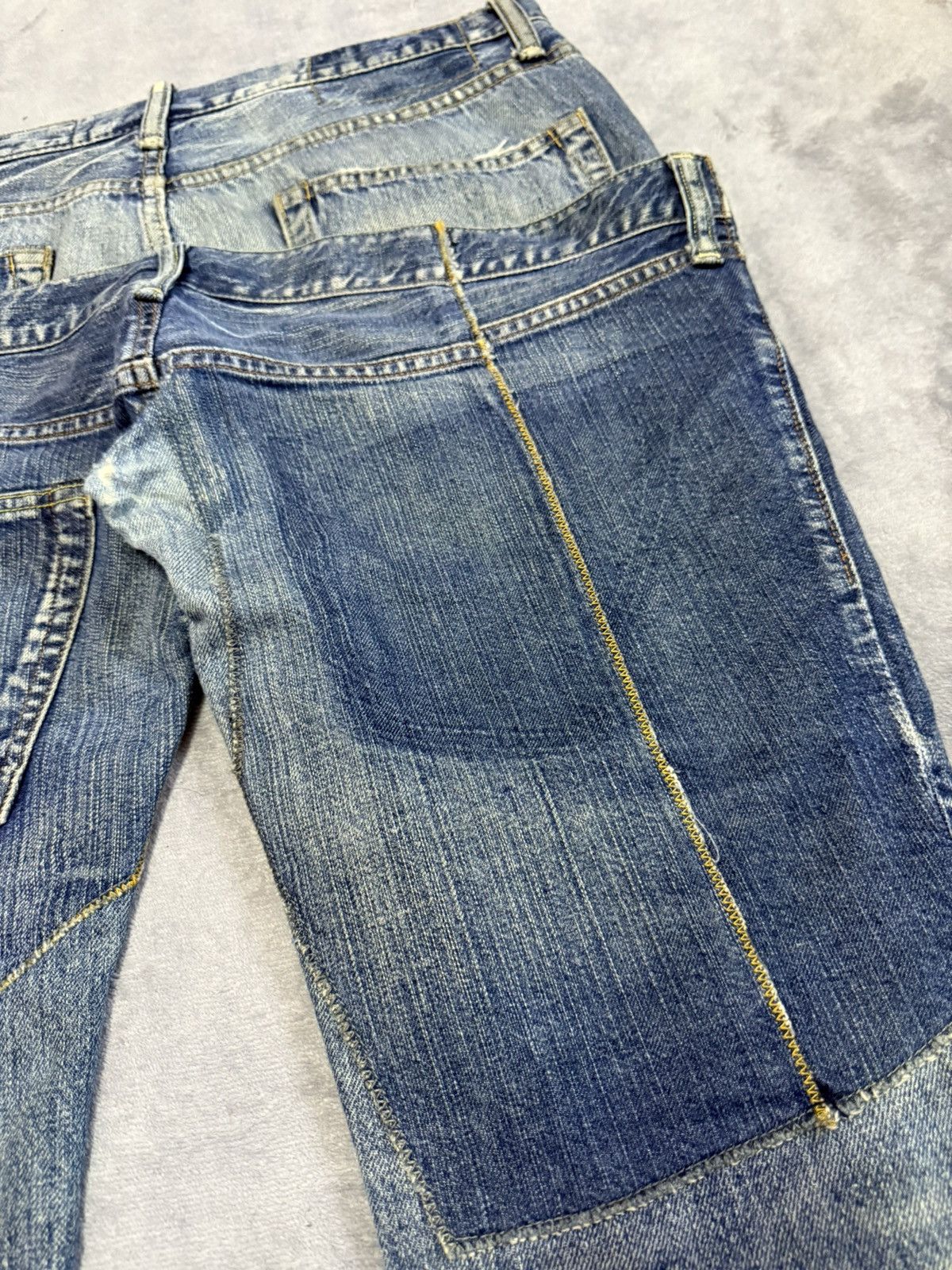 Japanese Brand × Le Grande Bleu (L.G.B.) Antgauge Japan Asymmetrical Pocket Double Waist Fade Jeans Size US 32 / EU 48 - 18 Thumbnail