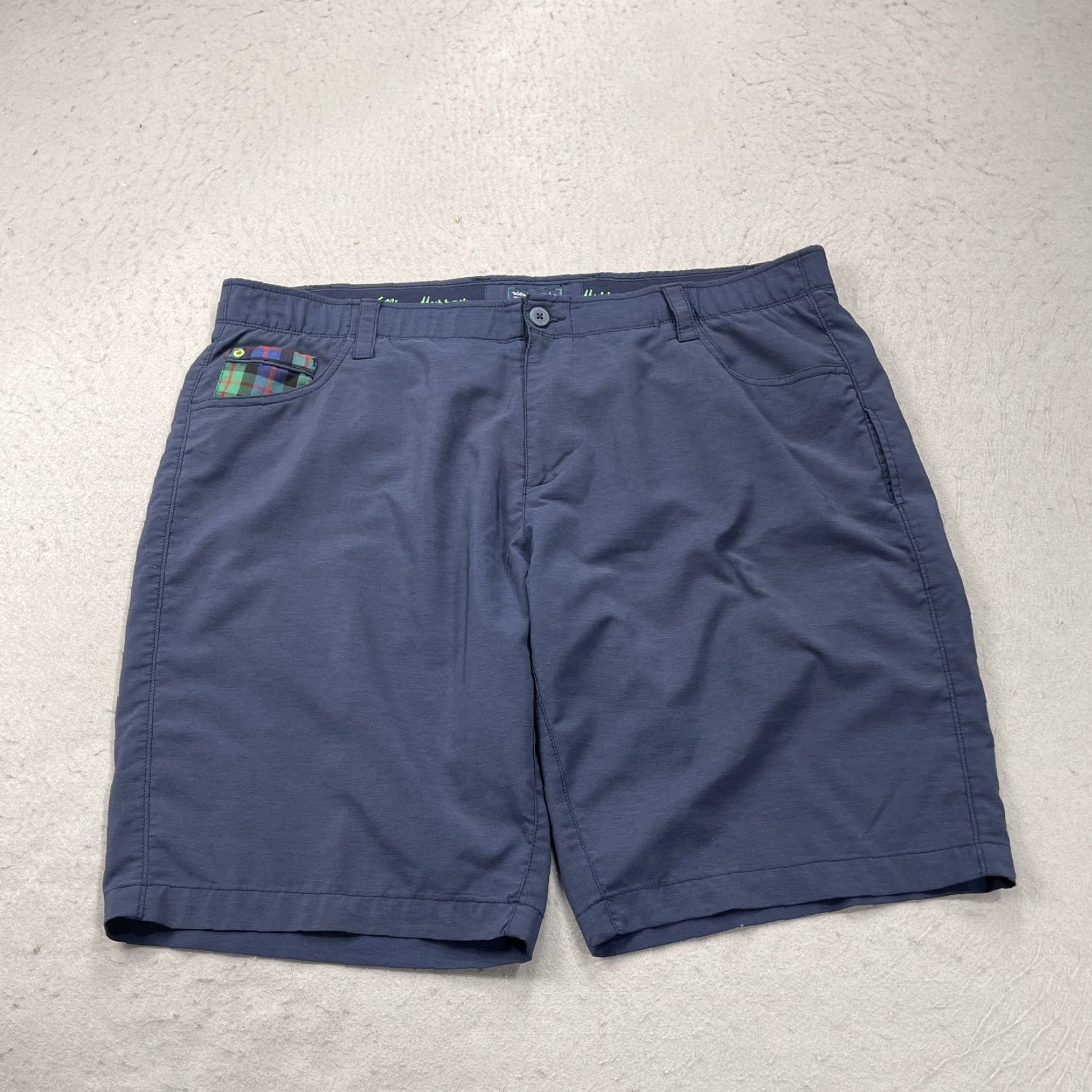 Vintage William Murray Shorts Mens 40 Blue Straight Fit Chino Plaid Trim Summer Golf Size US 40 / EU 56 - 2 Thumbnail