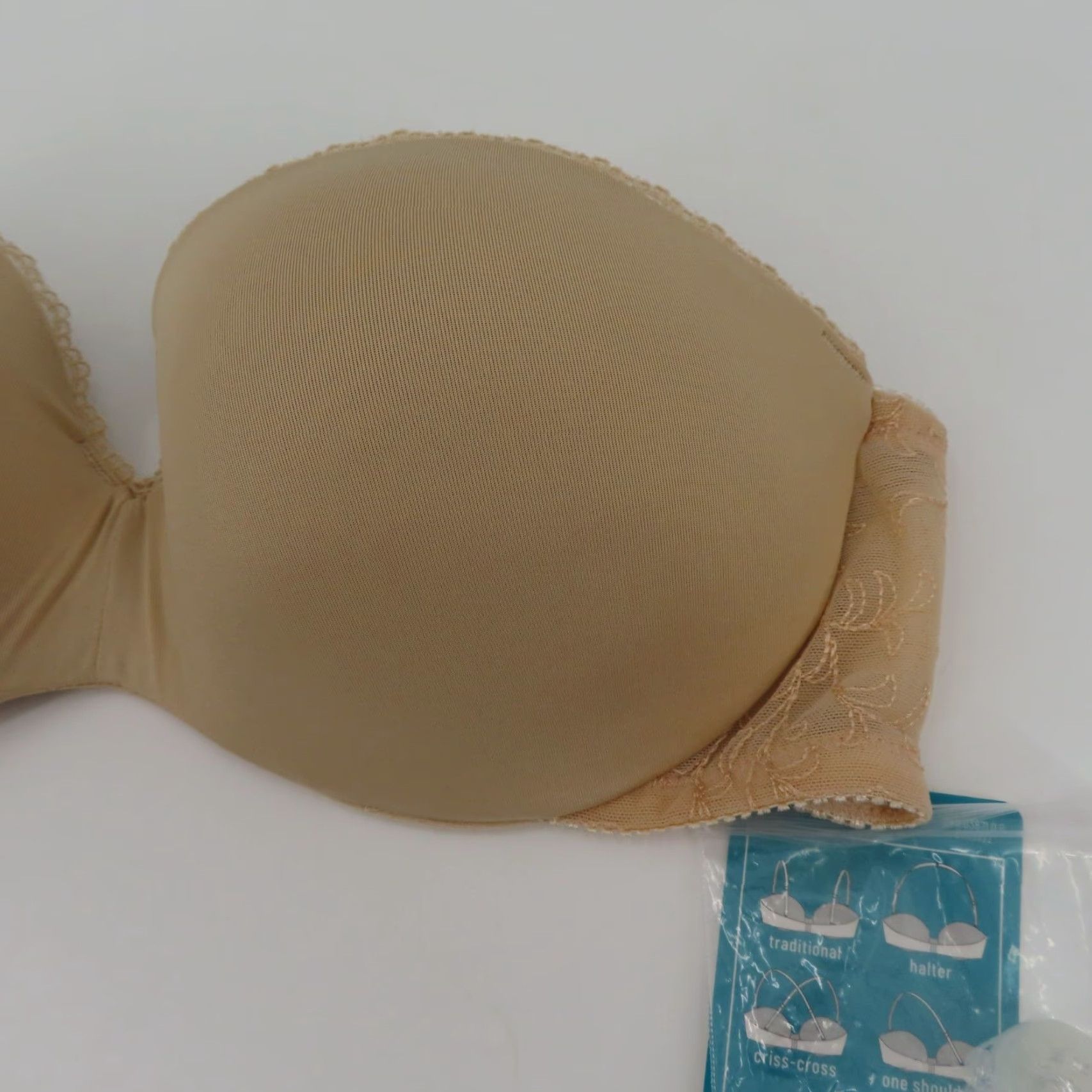 Vintage Vanity Fair 34C Bra Gel Touch Strapless Convertible Underwire NEW Beige Solid Women Size ONE SIZE - 5 Thumbnail