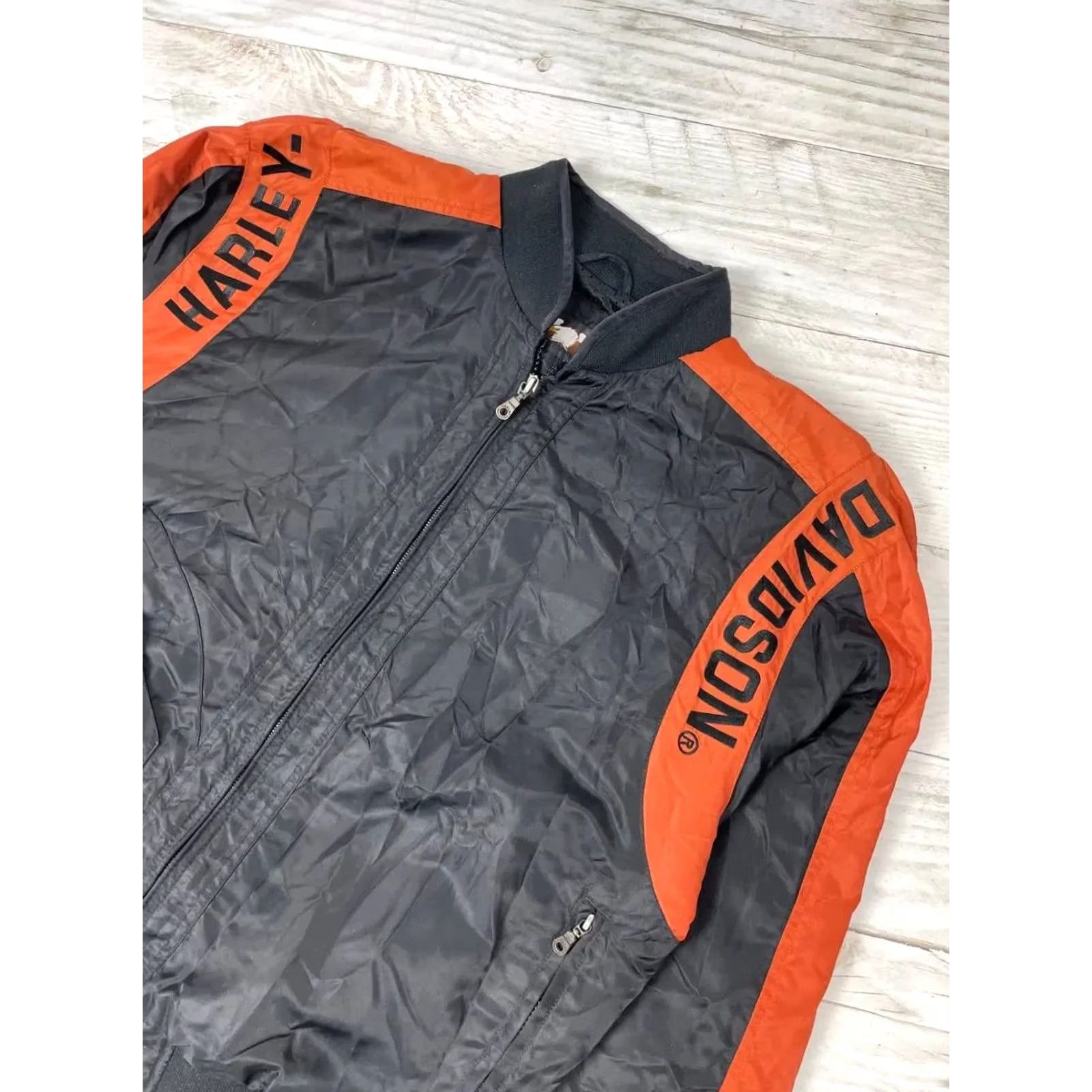 Harley Davidson VINTAGE Harley-Davidson Bomber Jacket Mens M Black 90s Motorcycle Racing Logo Nylon Lining Polyester Jacket Size US M / EU 48-50 / 2 - 3 Thumbnail