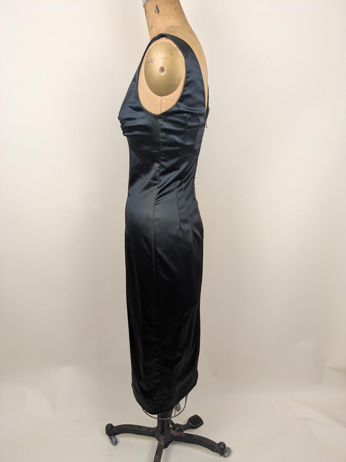 Dolce & Gabbana D&G black satin bow bodycon slinky dress Size S / US 4 / IT 40 - 4 Thumbnail