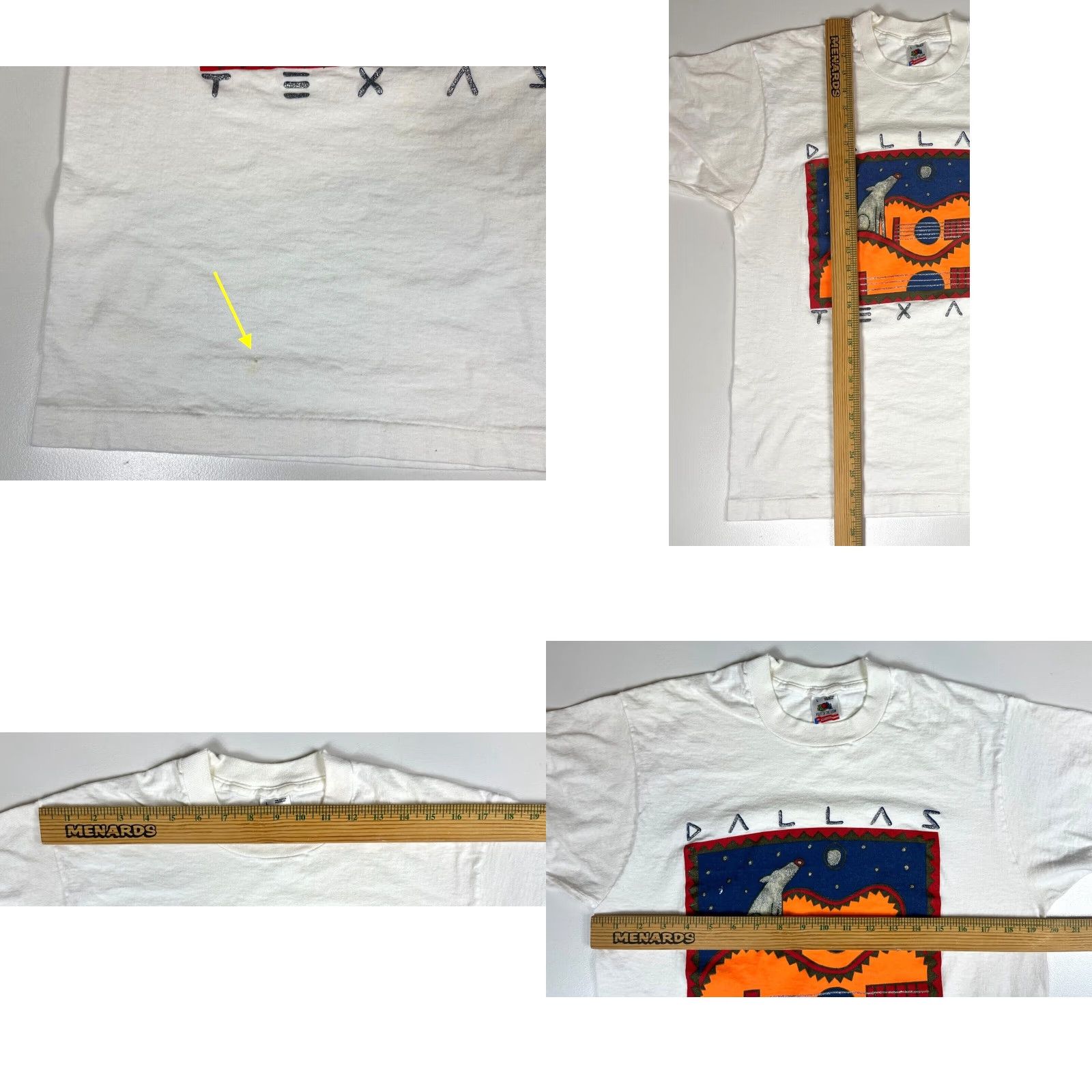 Fruit Of The Loom VINTAGE Dallas Texas Graphic T-Shirt Unisex Adults L White Cotton 90s Fruit of the Loom Made in USA Crew Neck Short Sleeve 1990s Graphic Print Size US L / EU 52-54 / 3 - 8 Thumbnail