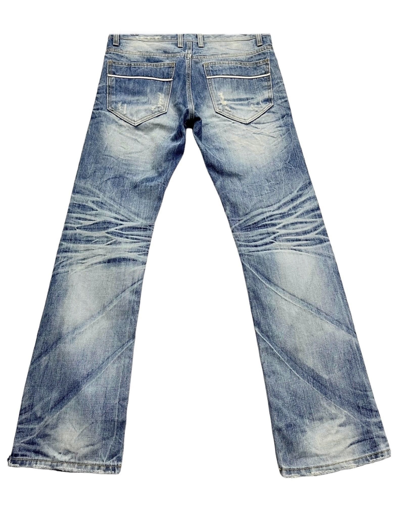 Japanese Brand FYE🔥90's IMPROVES Mud Wash Claw Mark Distressed Denim Jeans Size US 32 / EU 48 - 3 Thumbnail