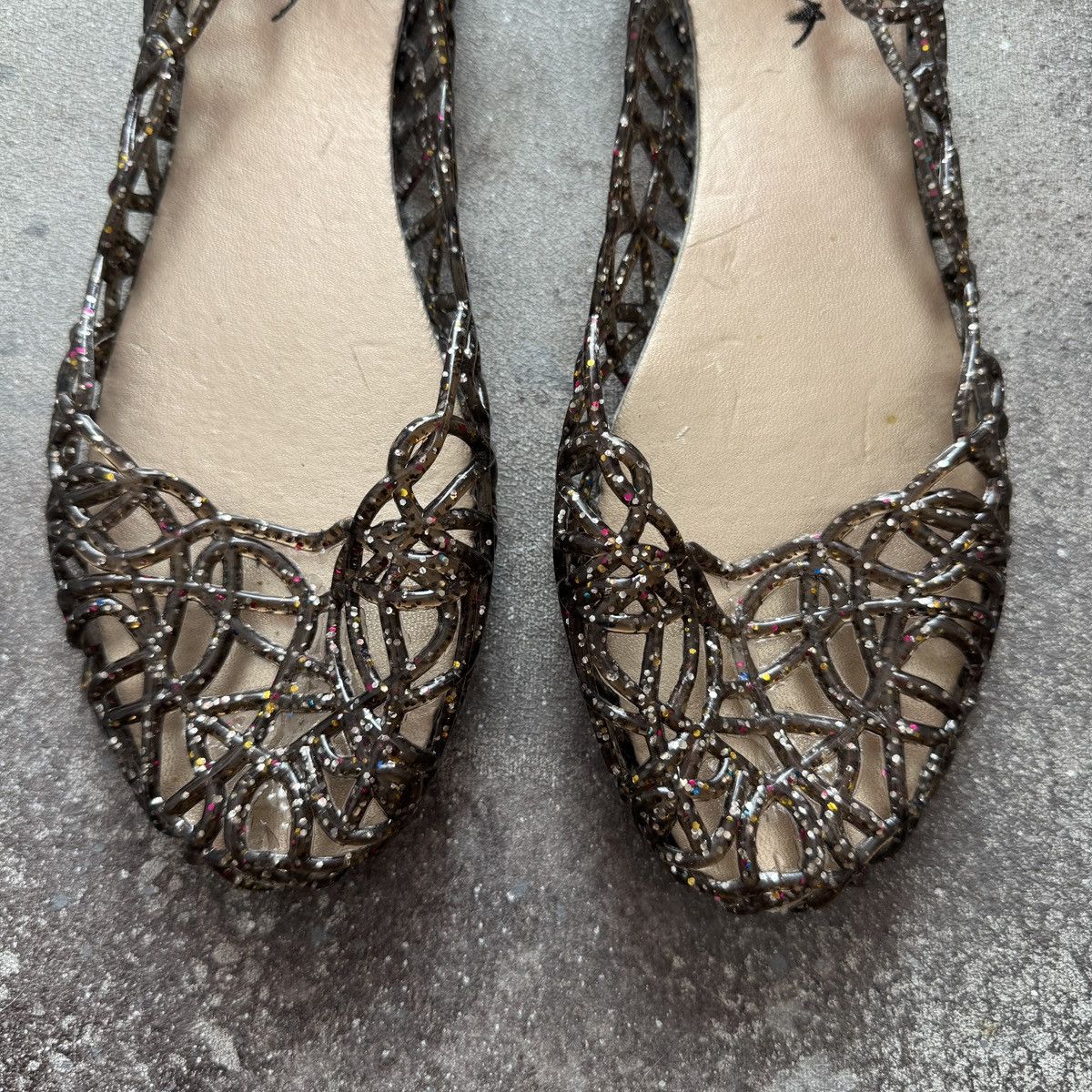 Hysteric Glamour Anglomania Y2K Transparent Glitter Jelly Flats Mesh Ballet Size US 9 / IT 39 - 4 Thumbnail