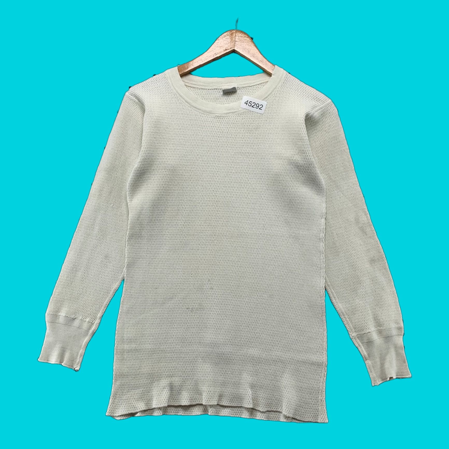 VINTAGE Bodygard T-Shirt Shirt Mens L Beige Thermal Waffle Knit Long Sleeve 50s 60s Cotton Grunge Winter Fall Spring Mens