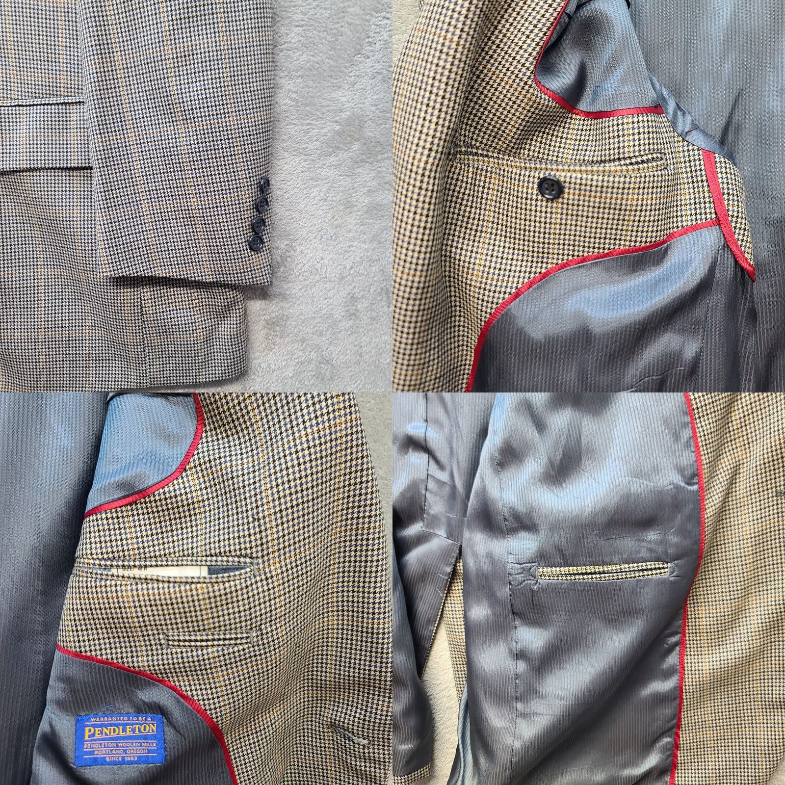 Pendleton Pendleton Blazer Mens 46R Wool Tweed Houndstooth 2 Button Single-Breasted Notch Lapel Multicolor Wool Blazer Mens Size 46R - 8 Thumbnail