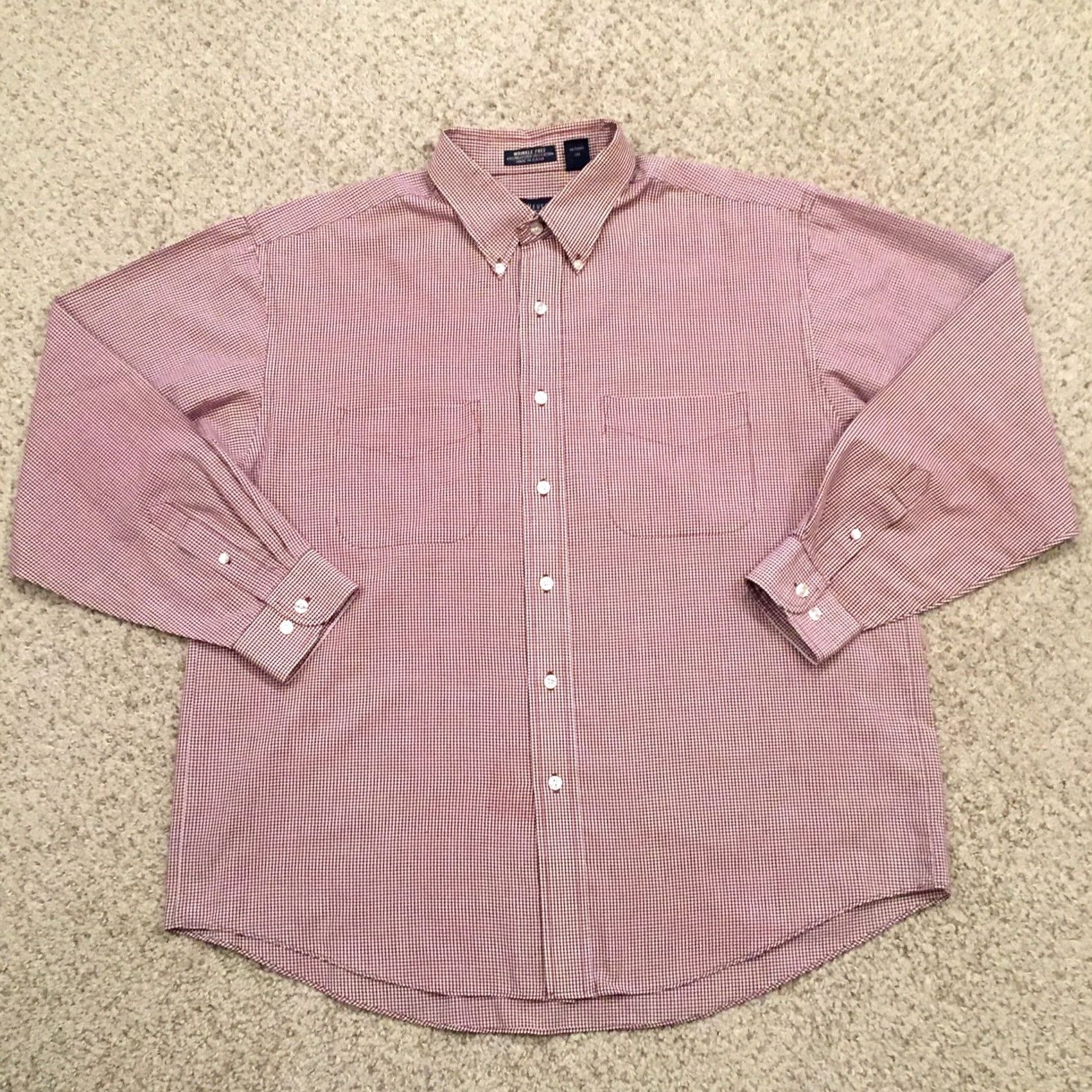 Van Heusen Van Heusen Shirt Mens Large Red Check Long Sleeve Button-Down Size US L / EU 52-54 / 3 - 2 Thumbnail