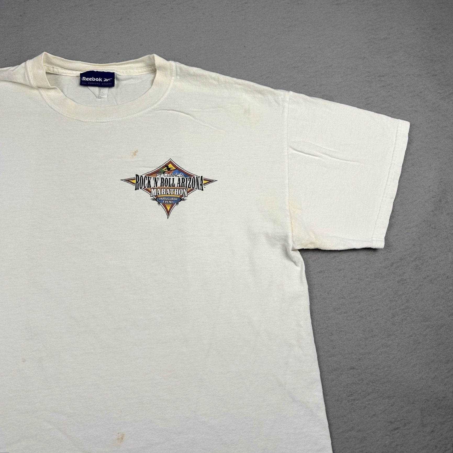 Reebok VINTAGE Reebok Shirt Mens Large White Rock N Roll Arizona Marathon Inaugural Event 2004 Crew Neck Short Sleeve Graphic Print 100% Cotton Size US L / EU 52-54 / 3 - 5 Thumbnail
