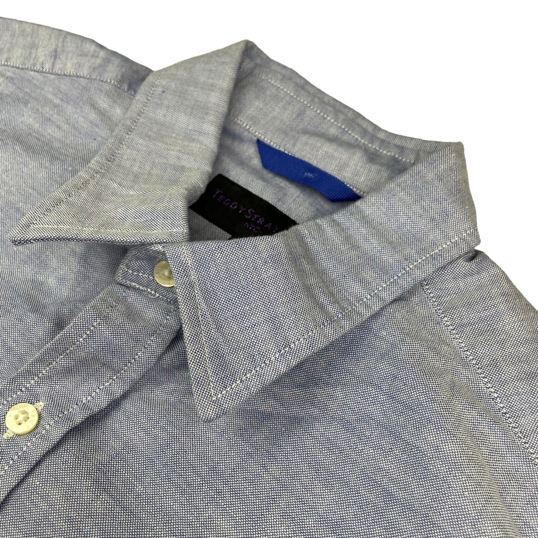 Vintage Teddy Stratford Shirt Oxford Button-Up 100% Cotton Large Long Sleeve Blue Button/Zip Closure Mens Regular Collar Spread Vintage No Size US L / EU 52-54 / 3 - 2 Thumbnail