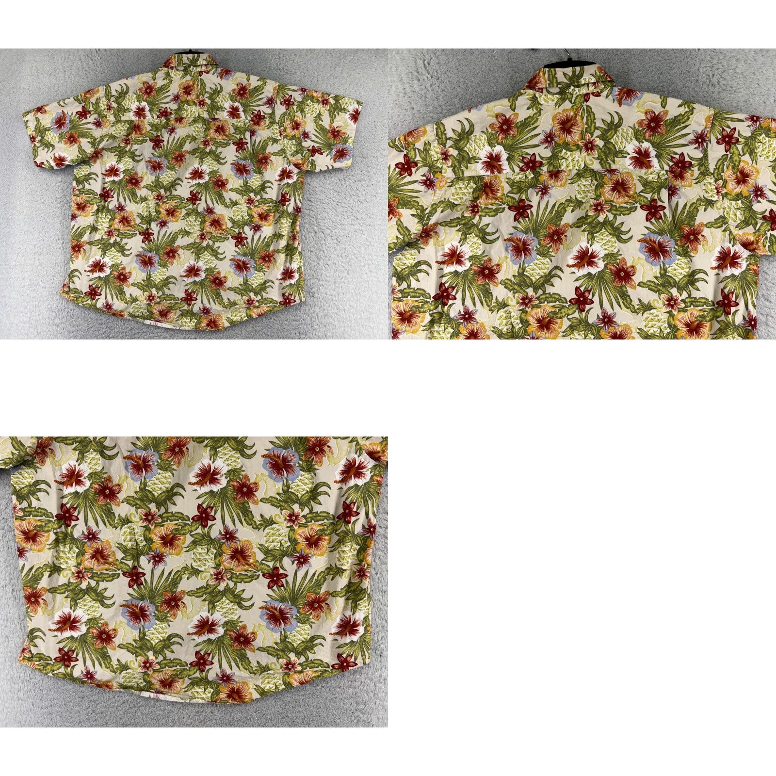 Vintage Crossings Shirt Mens XL Beige Floral Hibiscus Pineapple Plumeria Cotton Size US XL / EU 56 / 4 - 9 Thumbnail