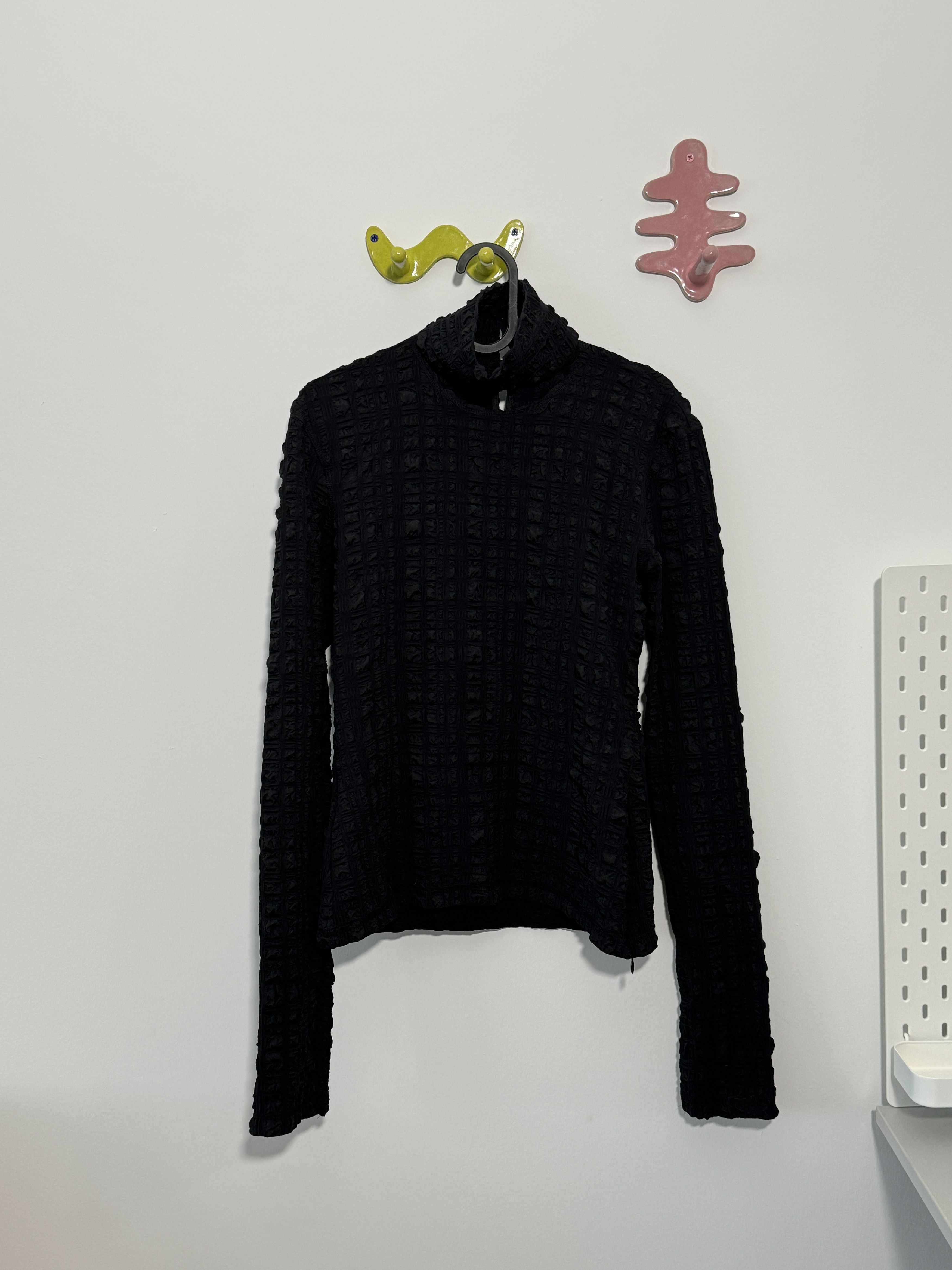 Nanushka Cut-out seersucker Turtleneck top