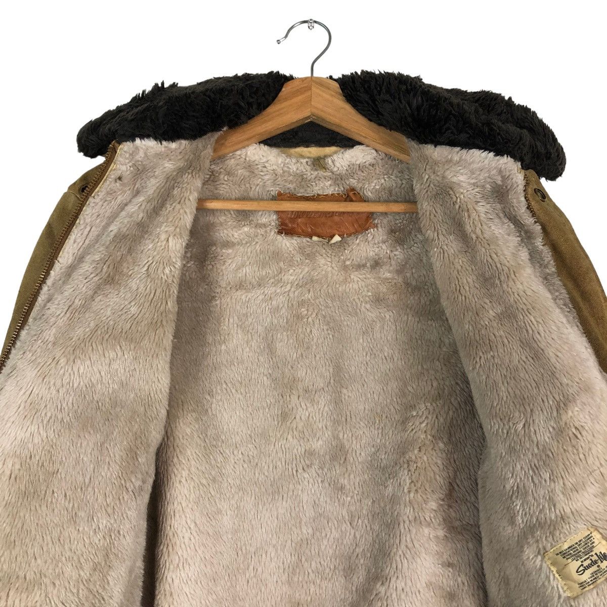Genuine Leather 🔥TRUE VINTAGE 70’s WILLIAM BARRY USA SHERPA LINING MILITARY Size US M / EU 48-50 / 2 - 12 Thumbnail