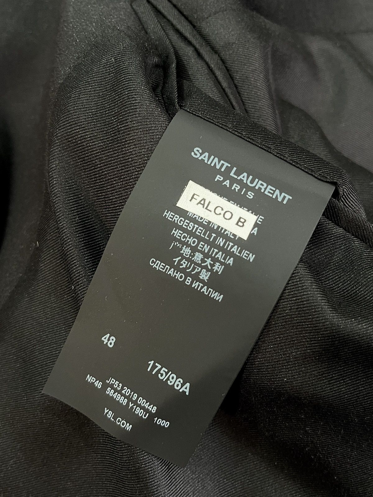 Saint Laurent Paris SS19 Black Satin Lapel Blazer Size 48R - 7 Thumbnail
