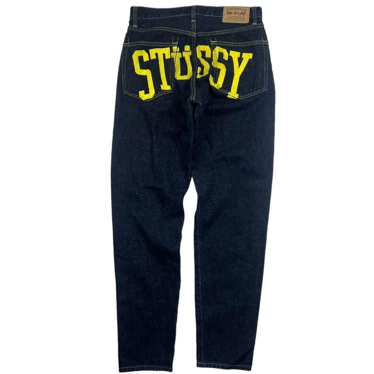 Stussy Vintage 2000s Yellow Stussy Spellout Jeans - Waist: 30” Size US 30 / EU 46 - 1 Thumbnail