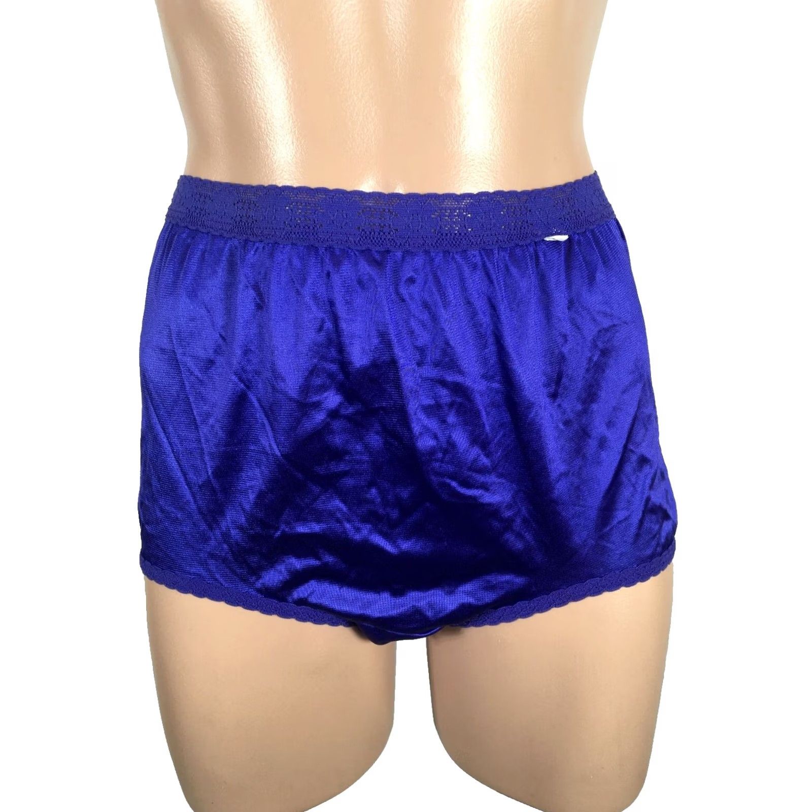Vintage VTG 1980s Mushroom Gusset Granny Nylon Panties Lace Sheer Royal Purple 7 NEW Lovepops Womens Rockabilly Panties Size 28" / US 6 / IT 42 - 2 Thumbnail