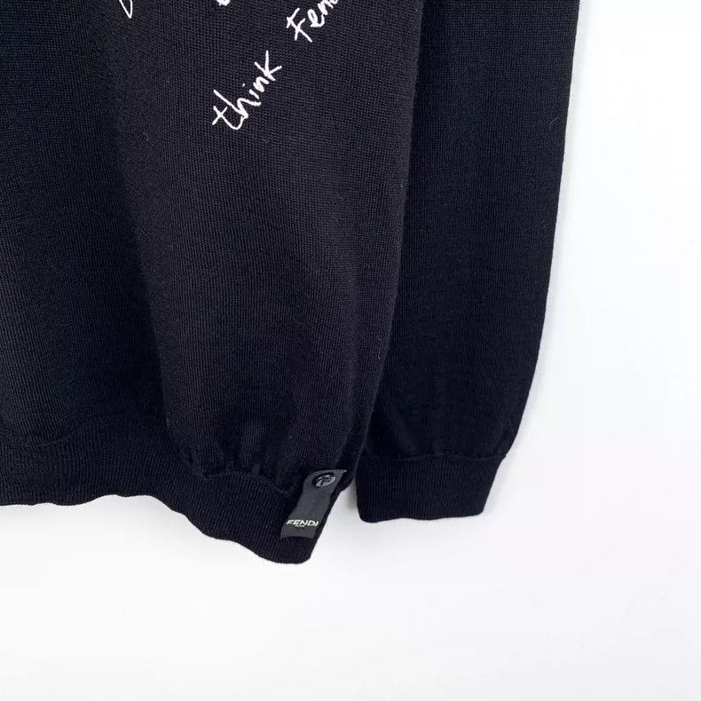 Fendi FENDI Black letter embroidered crewneck long-sleeve knit s Size US L / EU 52-54 / 3 - 4 Thumbnail