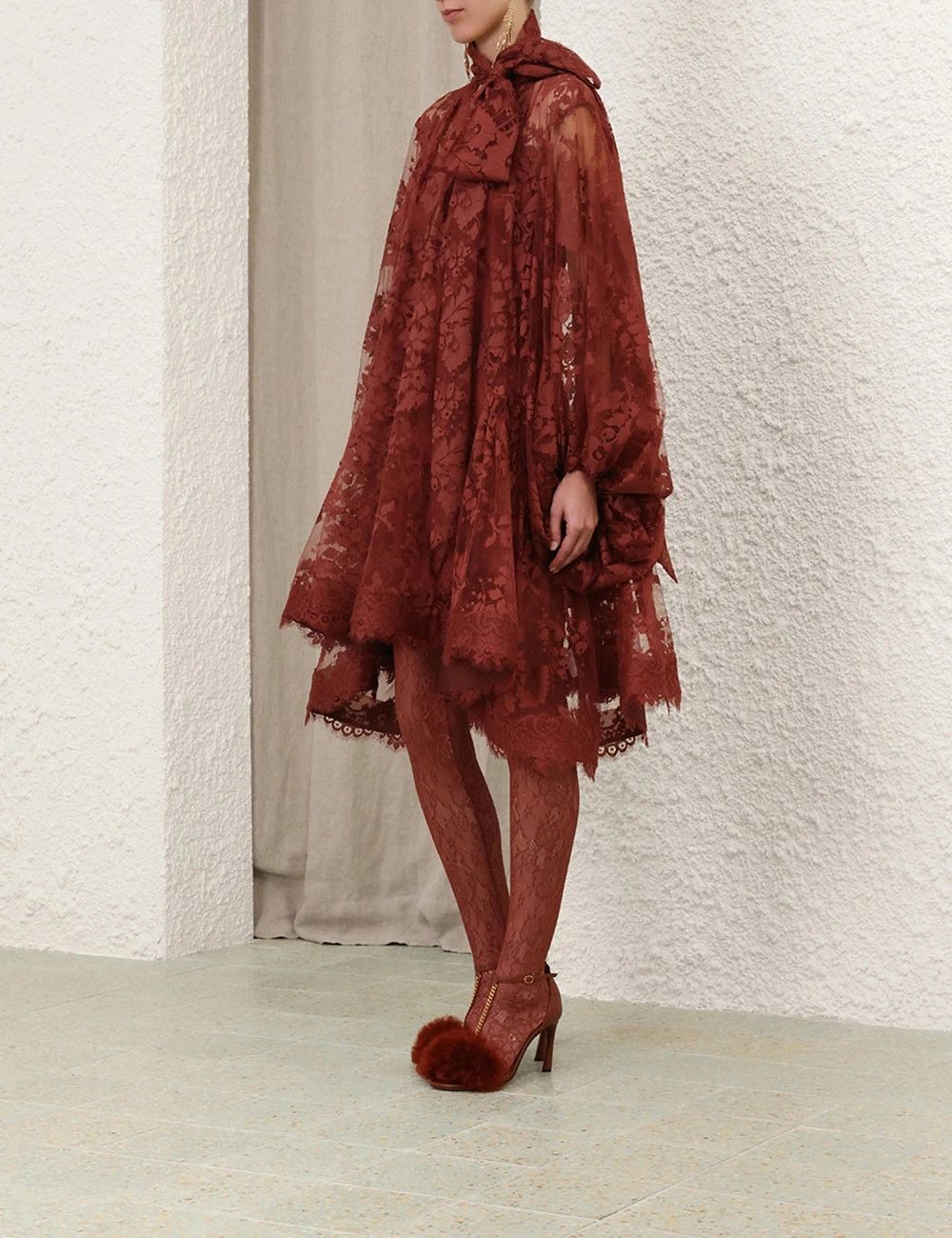 Zimmermann oc11z0725 Illustration Lace Mini Dress in Red Size S / US 4 / IT 40 - 3 Thumbnail