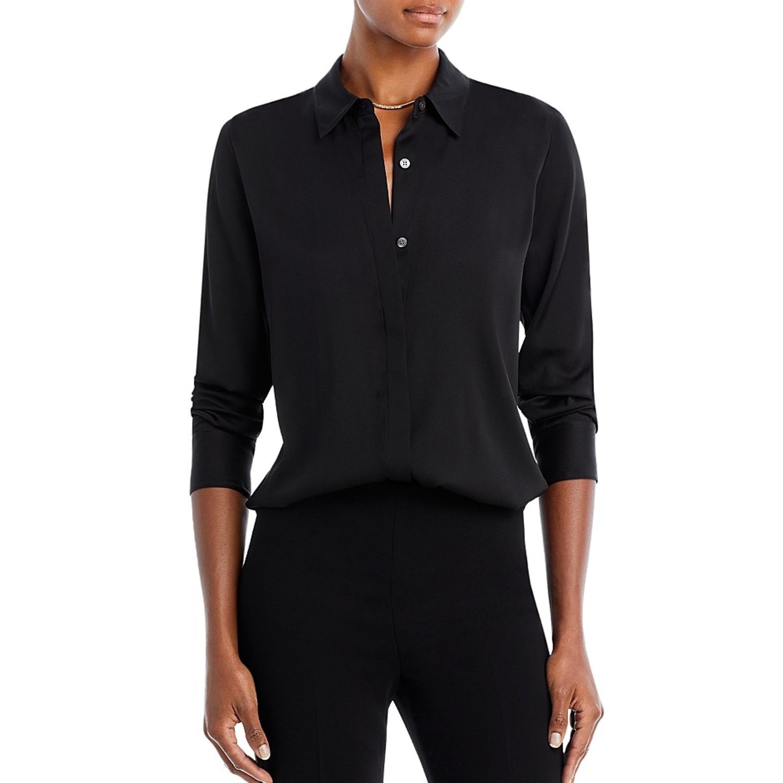 Theory Theory Women Black Silk Classic Button Down Blouse Shirt S Size S / US 4 / IT 40 - 1 Thumbnail