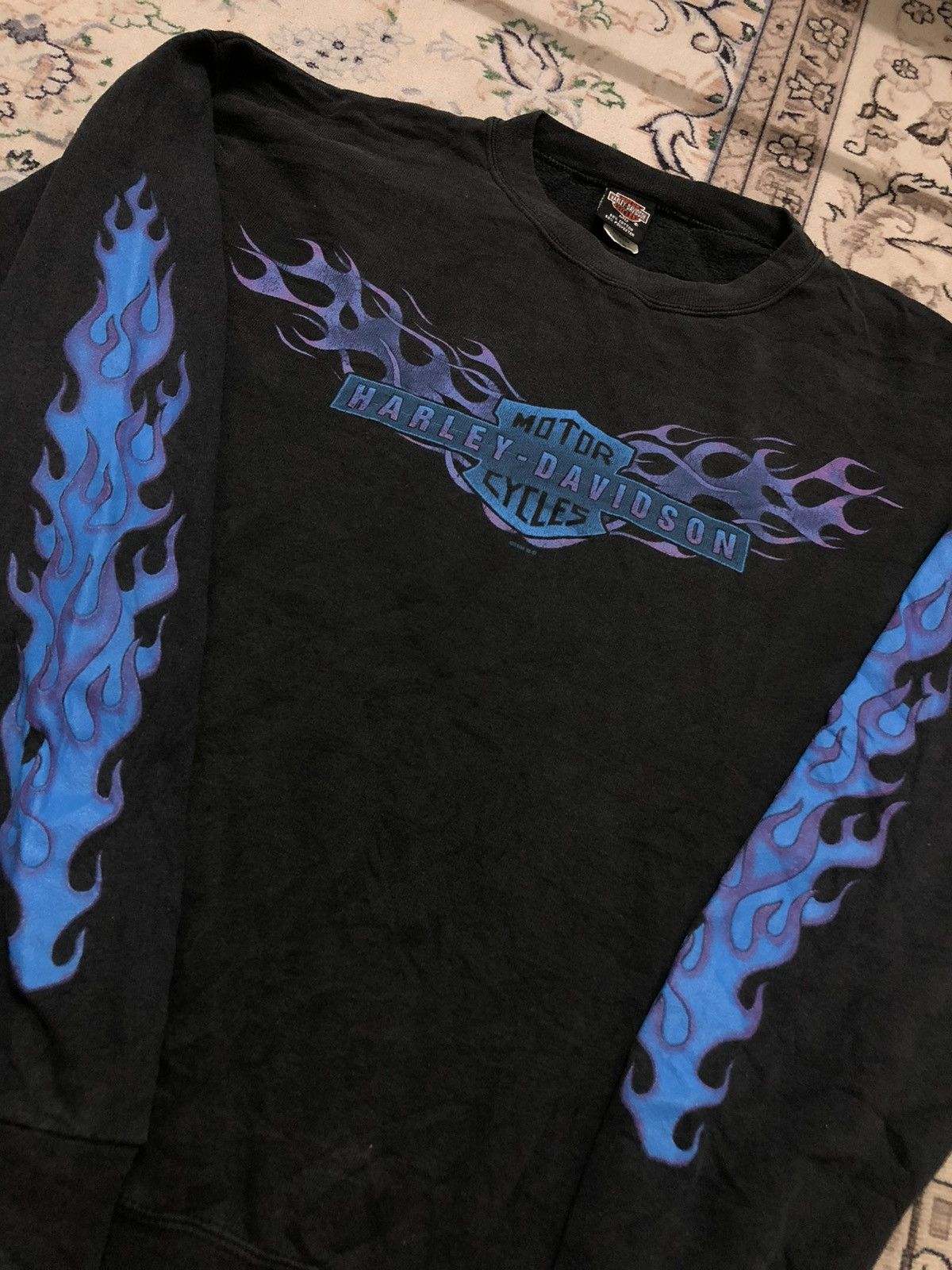 Harley Davidson Vintage Harley Davidson Blue Flame Sweatshirt Crewneck Size US M / EU 48-50 / 2 - 7 Thumbnail