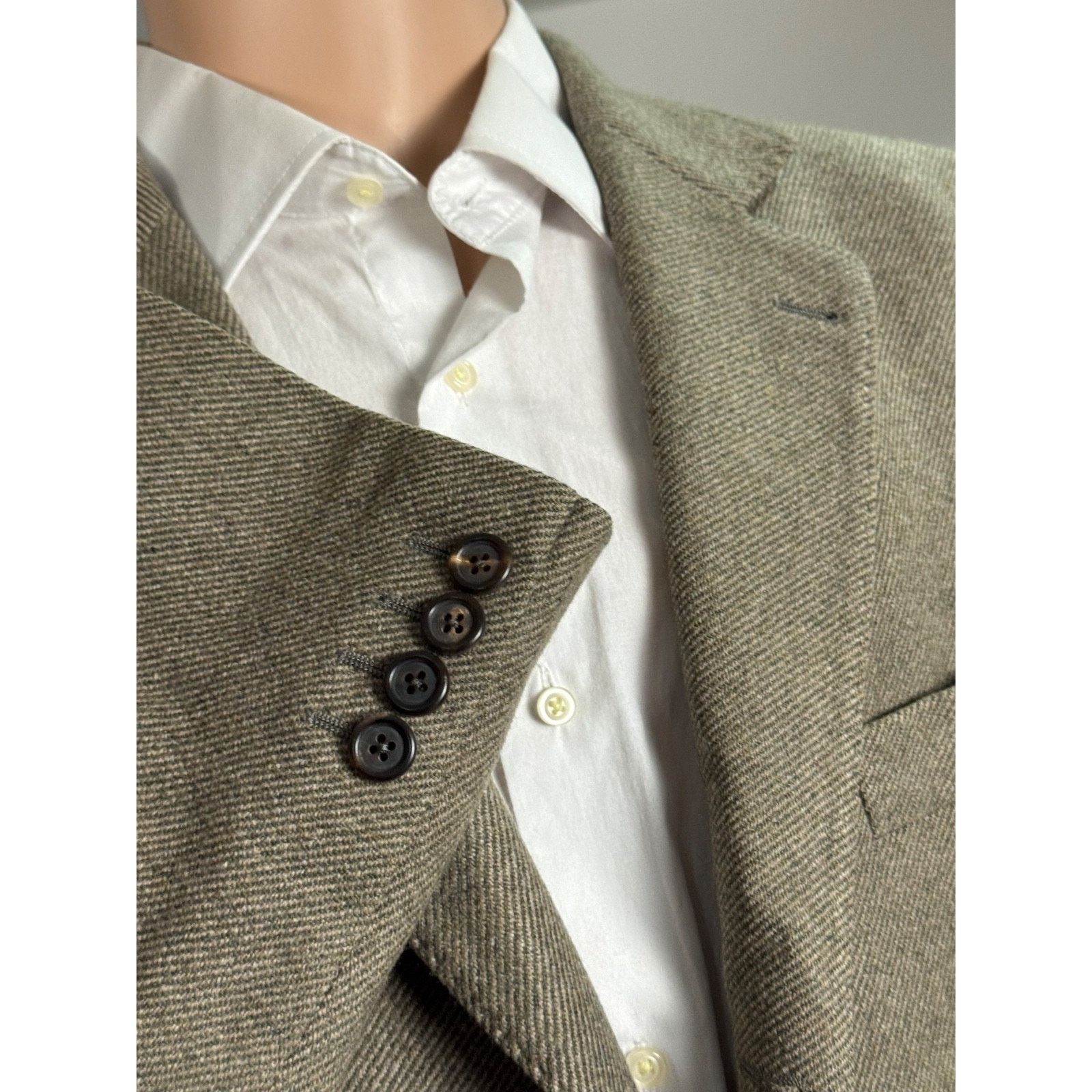 Brunello Cucinelli Brunello Cucinelli Olive Taupe Cashmere Flannel Blazer 44R Size 44R - 7 Thumbnail