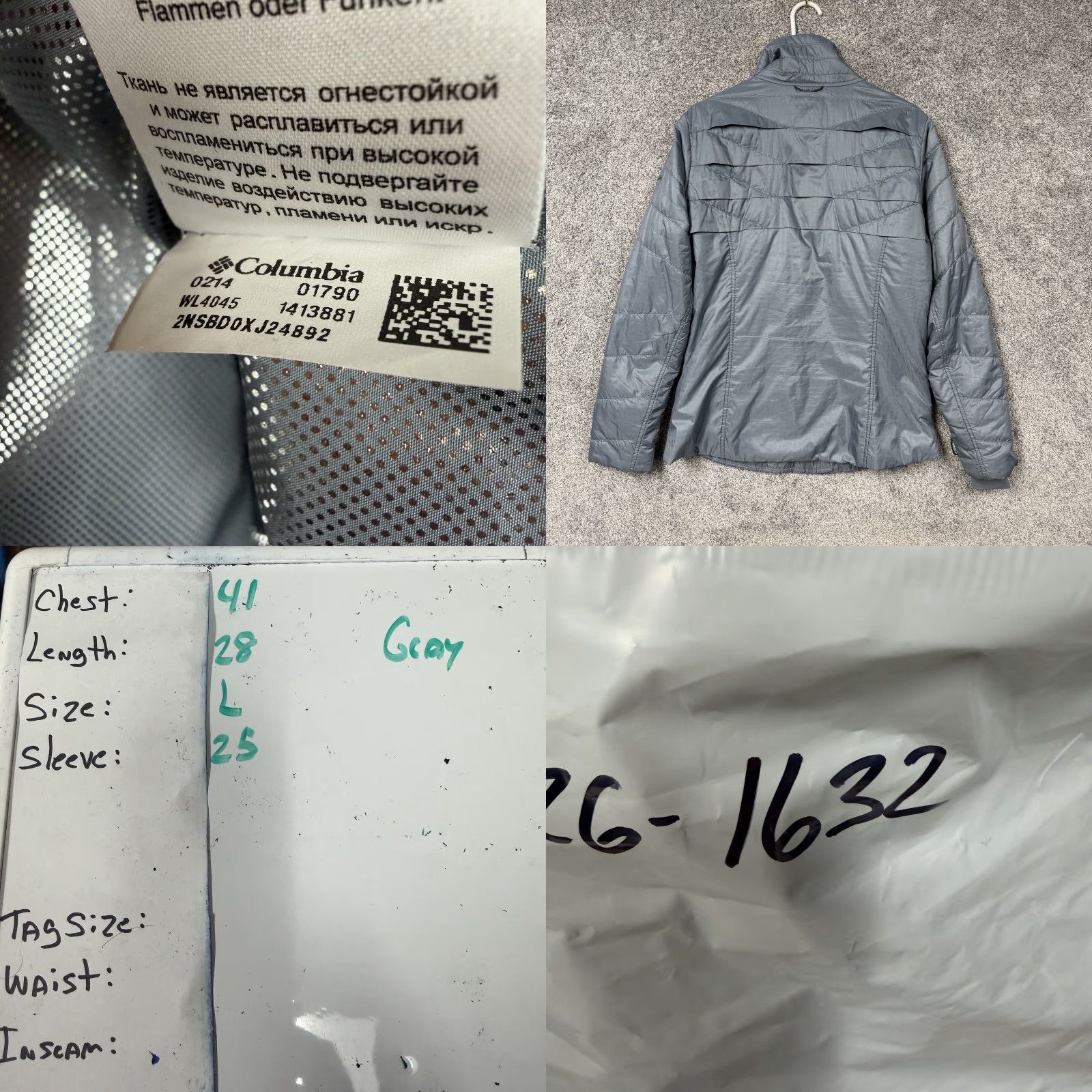Columbia Jacket Womens Large Gray Omni-Heat Interchange Puffer Full Zip