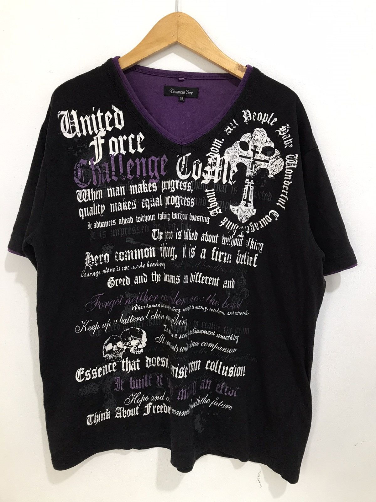 image of Free Style x Sad Boys Y2K Beaumont Carr Poem Double Layer Shirt in Purple, Men's (Size XL)