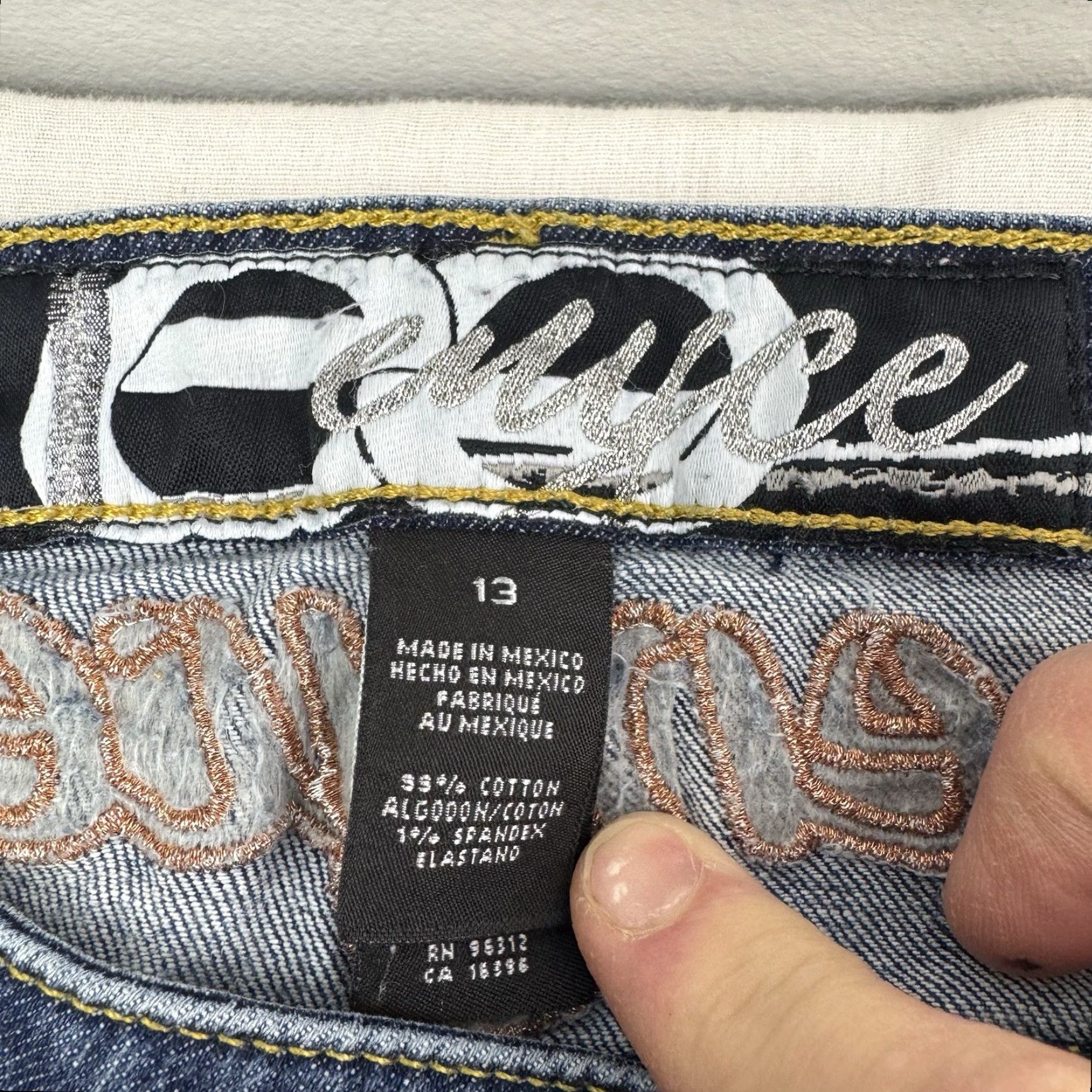 Enyce VINTAGE Enyce Jeans Womens Low Rise Hipster 13 Bootcut Embroidered Hip Hop Y2K Blue Girls Size 34" / US 12 / IT 48 - 3 Thumbnail