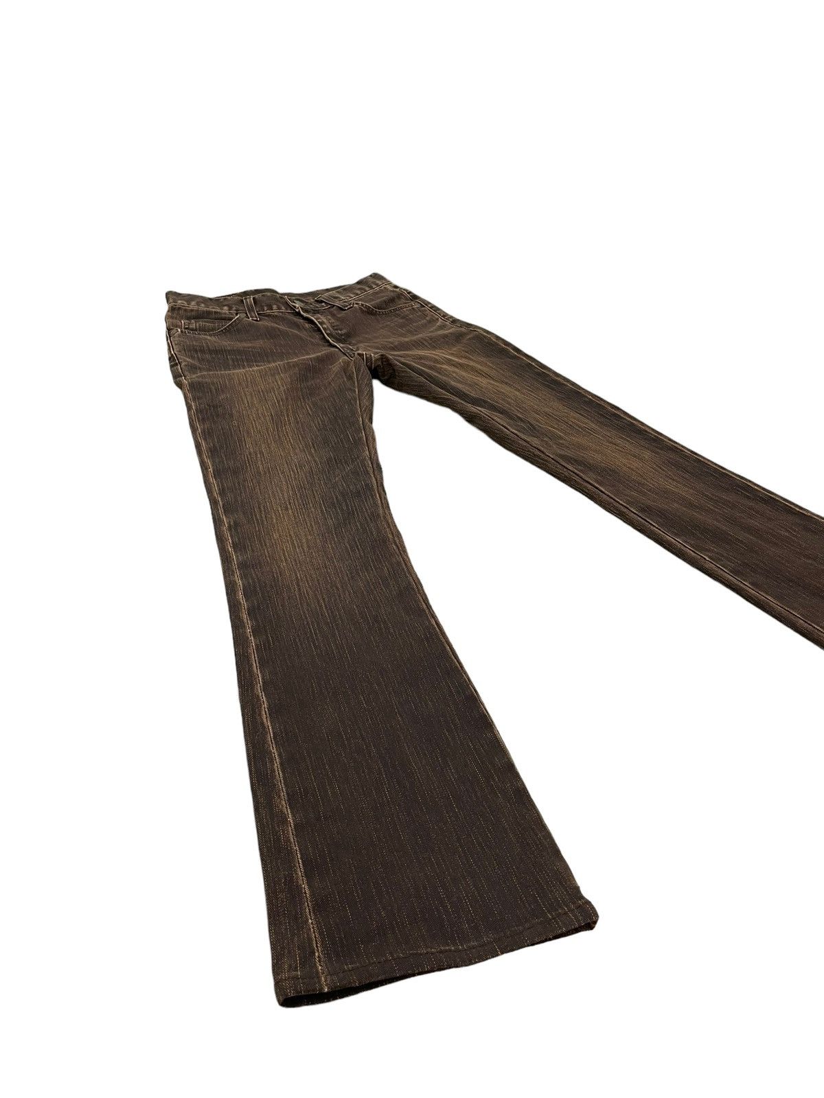 Japanese Brand Flare Jeans Lee Japan Pinstriped Low Rise Boot Cut 7🟦0 Size US 29 - 1 Thumbnail