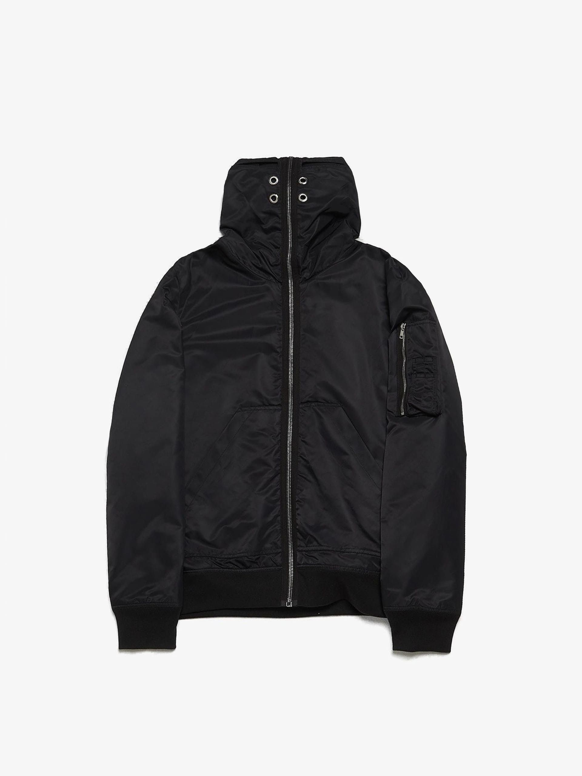 image of Rick Owens Drkshdw Black Nylon Gimp Zip Jacket, Men's (Size XL)
