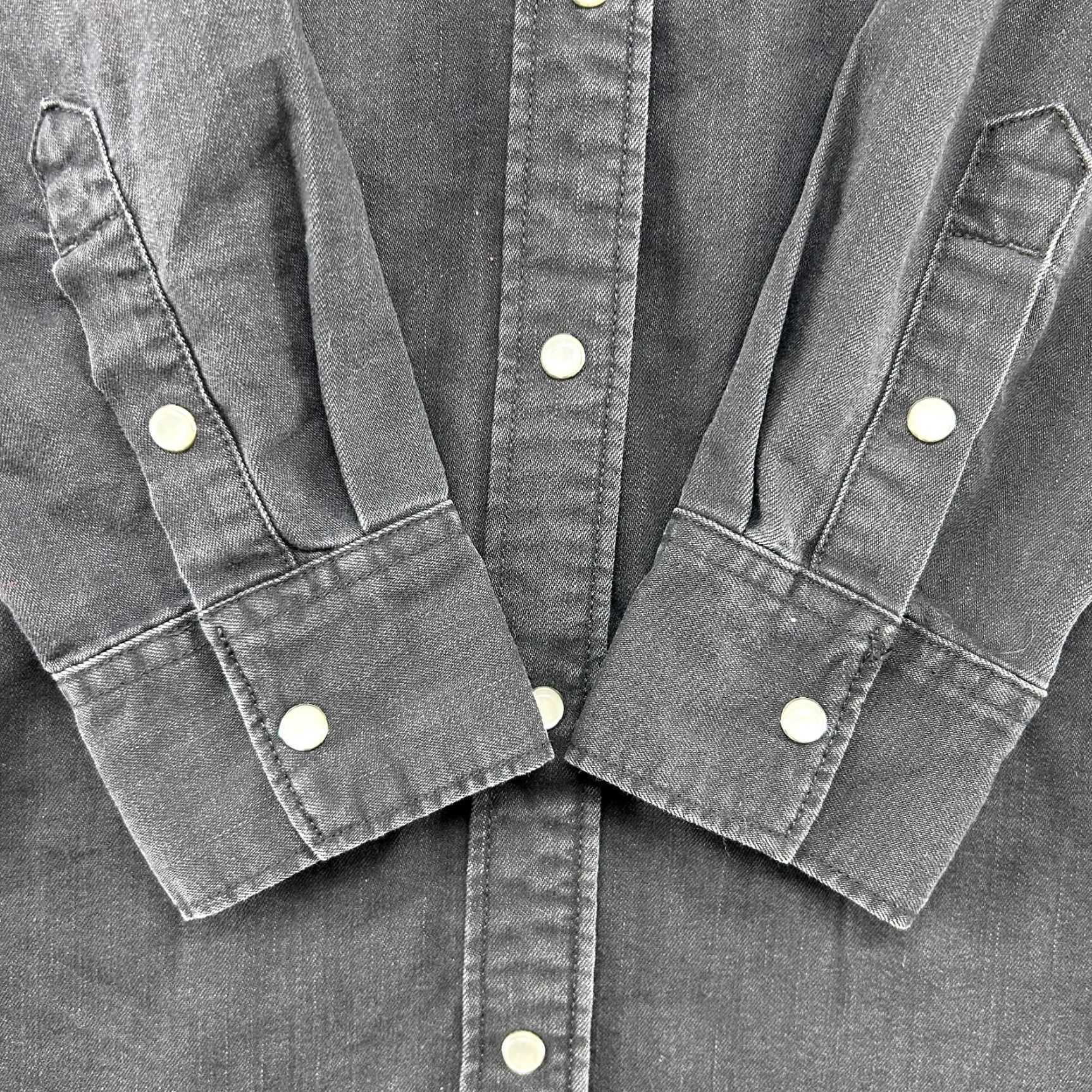 Levi's VINTAGE Levi's Shirt Dress Womens M Black Long Sleeve Button Up Shirt Pearl Snap Cotton Western Size M / US 6-8 / IT 42-44 - 3 Thumbnail