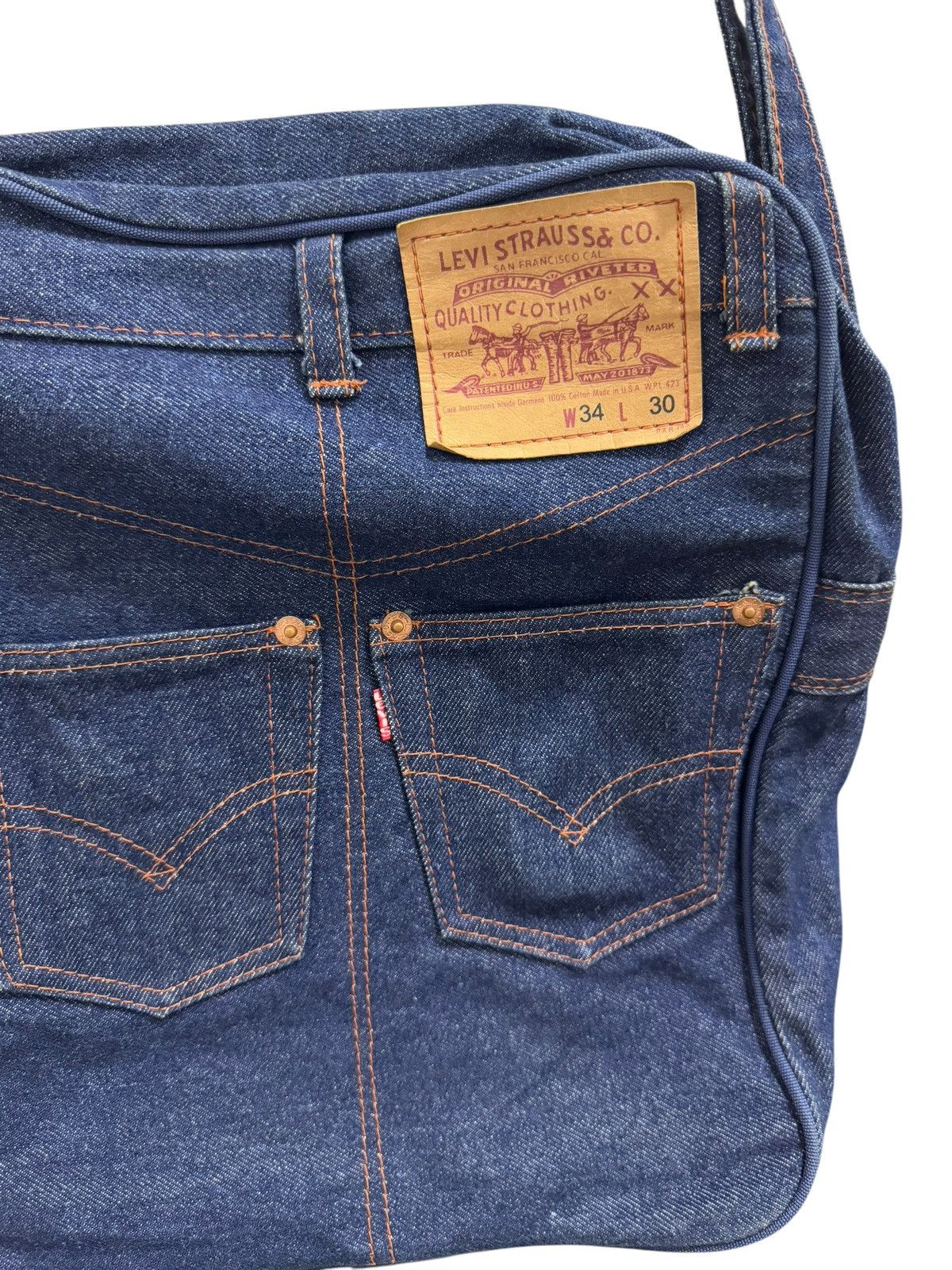Vintage RARE 60’s LEVIS JEANS CUSTOM MADE SHOULDER BAG DOUBLEPOCKET Size ONE SIZE - 3 Thumbnail