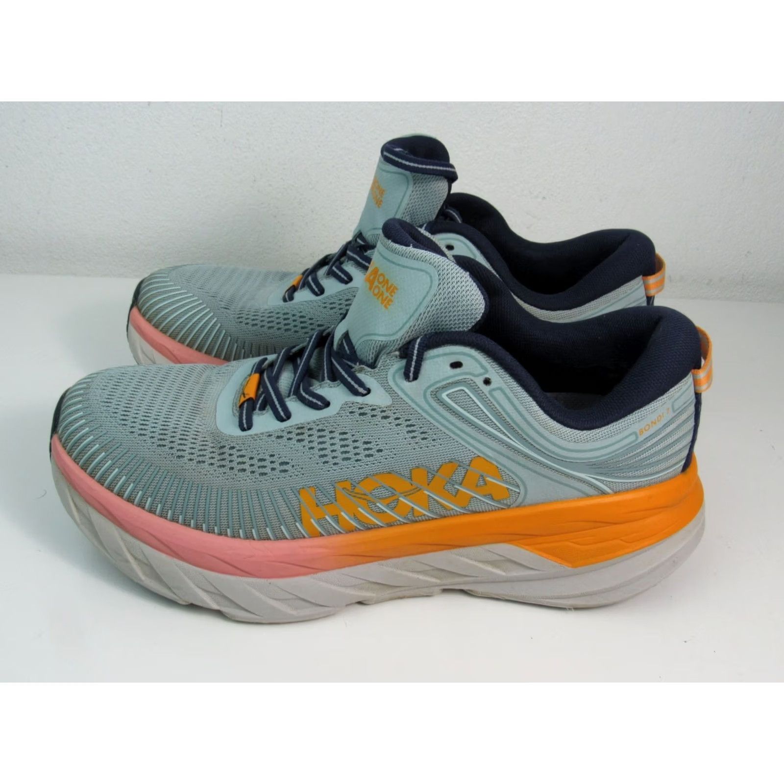 Vintage Hoka One One Womens BONDI 7 Running Sneakers Orange Gray Size 9 Athletic Size US 9 / IT 39 - 3 Thumbnail