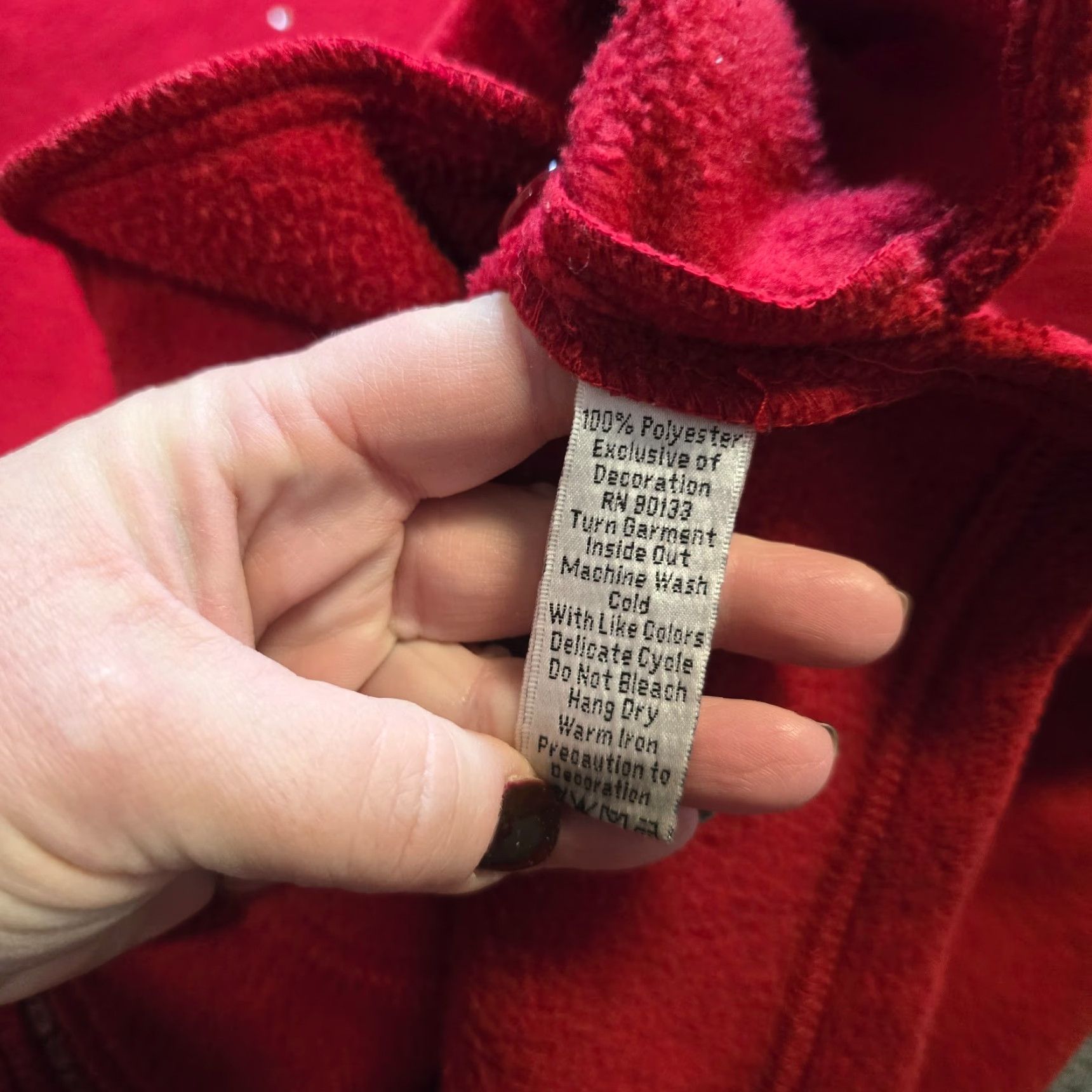 Quacker Factory Quacker Factory Jacket Womens XL Red Fleece Full Zip Rhinestones Casual Jacket Size XL / US 12-14 / IT 48-50 - 7 Thumbnail