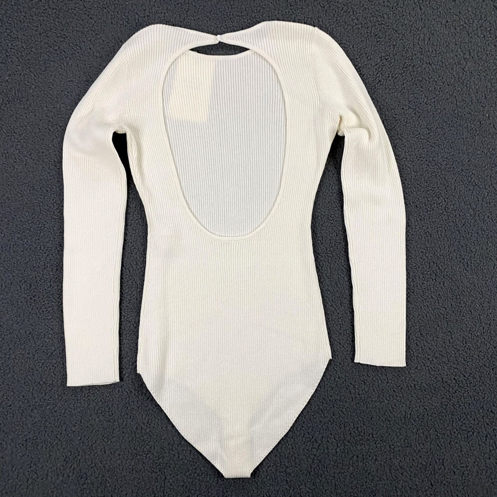 Vintage Sezane Ashley Bodysuit Womens Medium Ivory Ribbed Merino Wool Cotton Long Sleeve Size M / US 6-8 / IT 42-44 - 6 Thumbnail