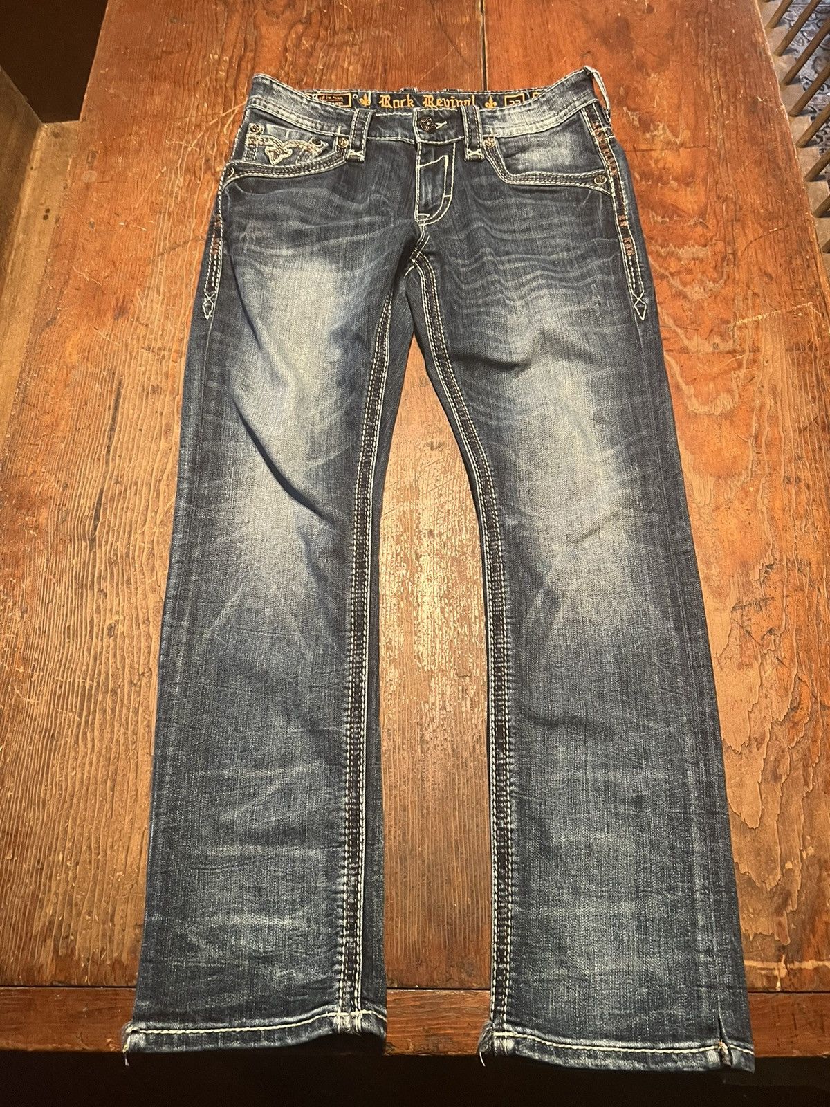 Rock Revival × Vintage Rock Revival Priam Straight Jeans Size US 33 - 1 Thumbnail