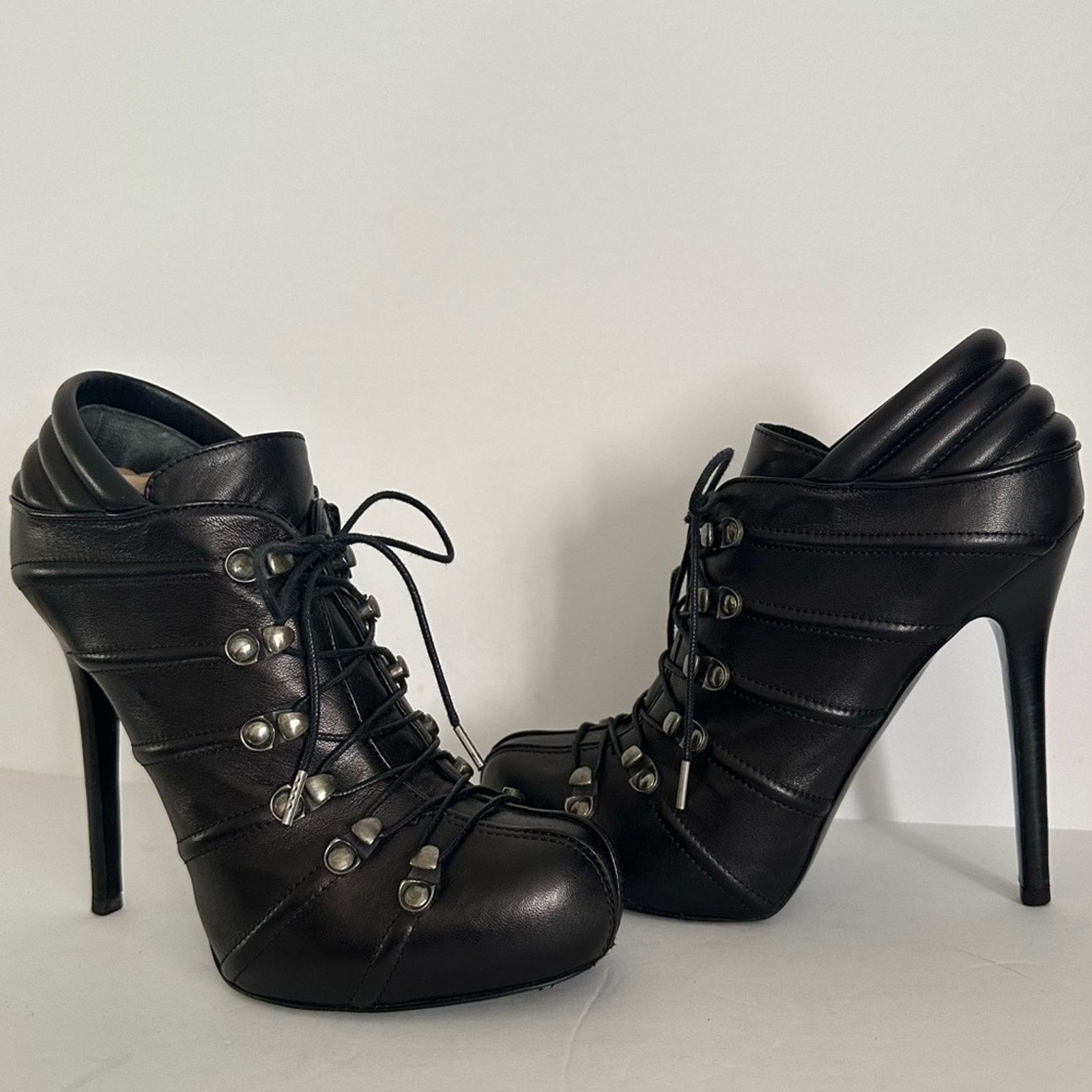Alexander McQueen Studded Biker Booties Black IT 38 US 8 Stiletto Lace / Zip Size US 8 / IT 38 - 14 Thumbnail