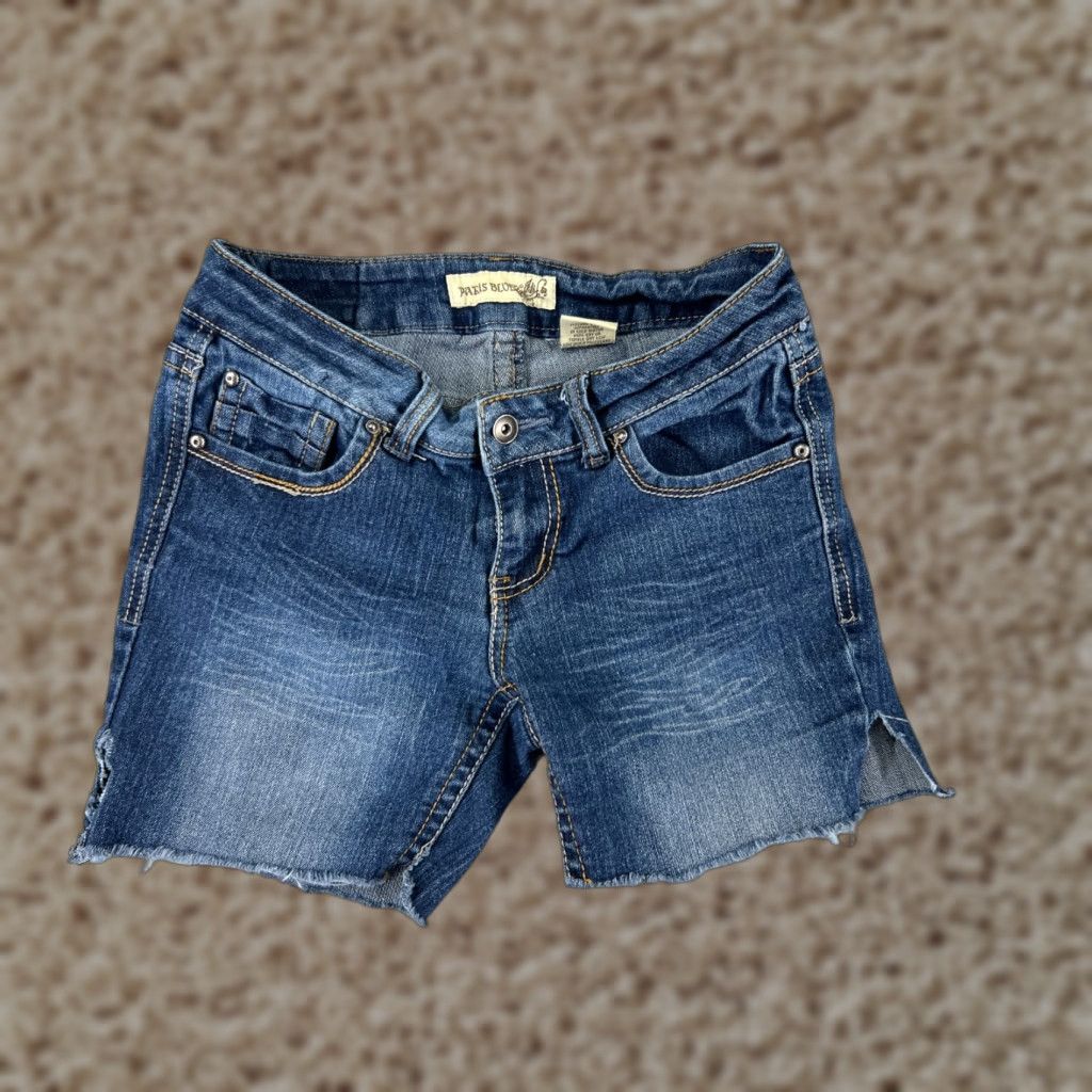 Vintage Paris Blues Shorts Womens 26x5 Blue Denim Jean Cutoff Pockets Cotton Blend Size 27" / US 4 / IT 40 - 1 Thumbnail