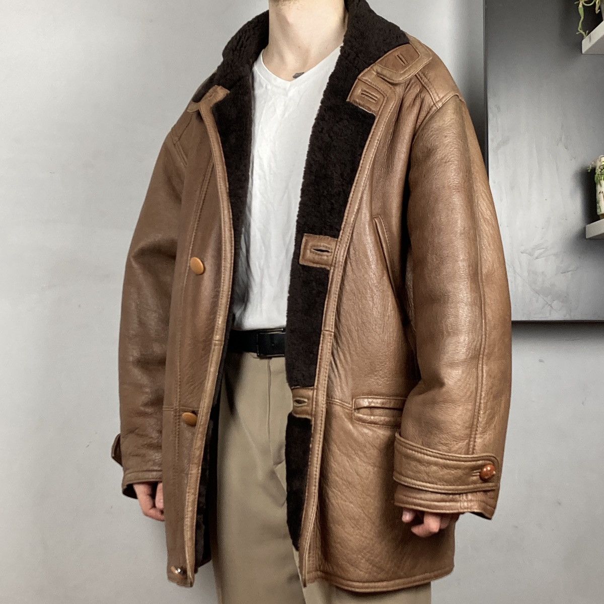 image of Calafate Shearing Jacket Sheepskin Coat Vintage in Brown, Men's (Size XL)