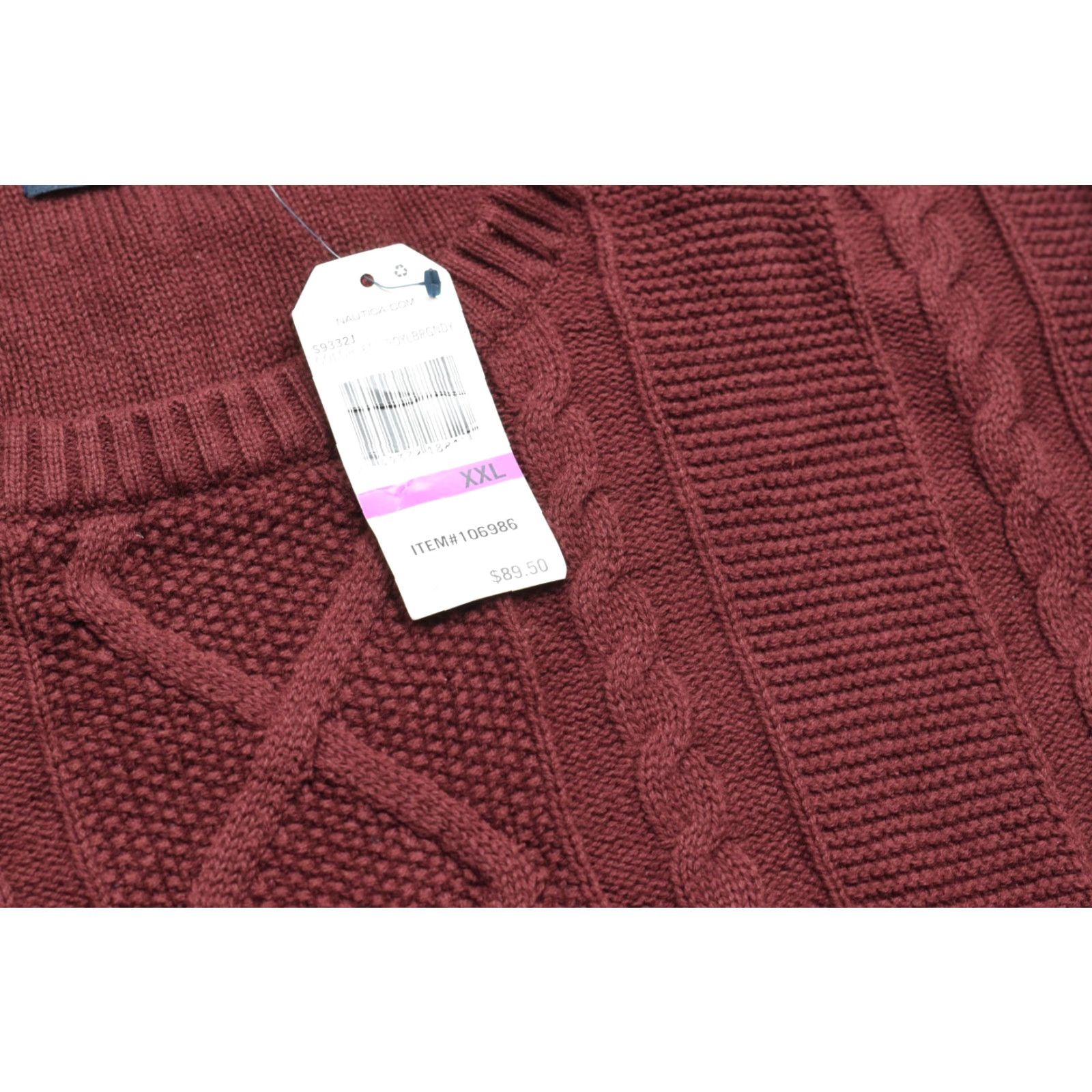 Nautica Nautica Sweat er Crewneck Pullover Knit Cable XXL Royal Burgundy Red Cotton Men’s Size US XXL / EU 58 / 5 - 5 Thumbnail