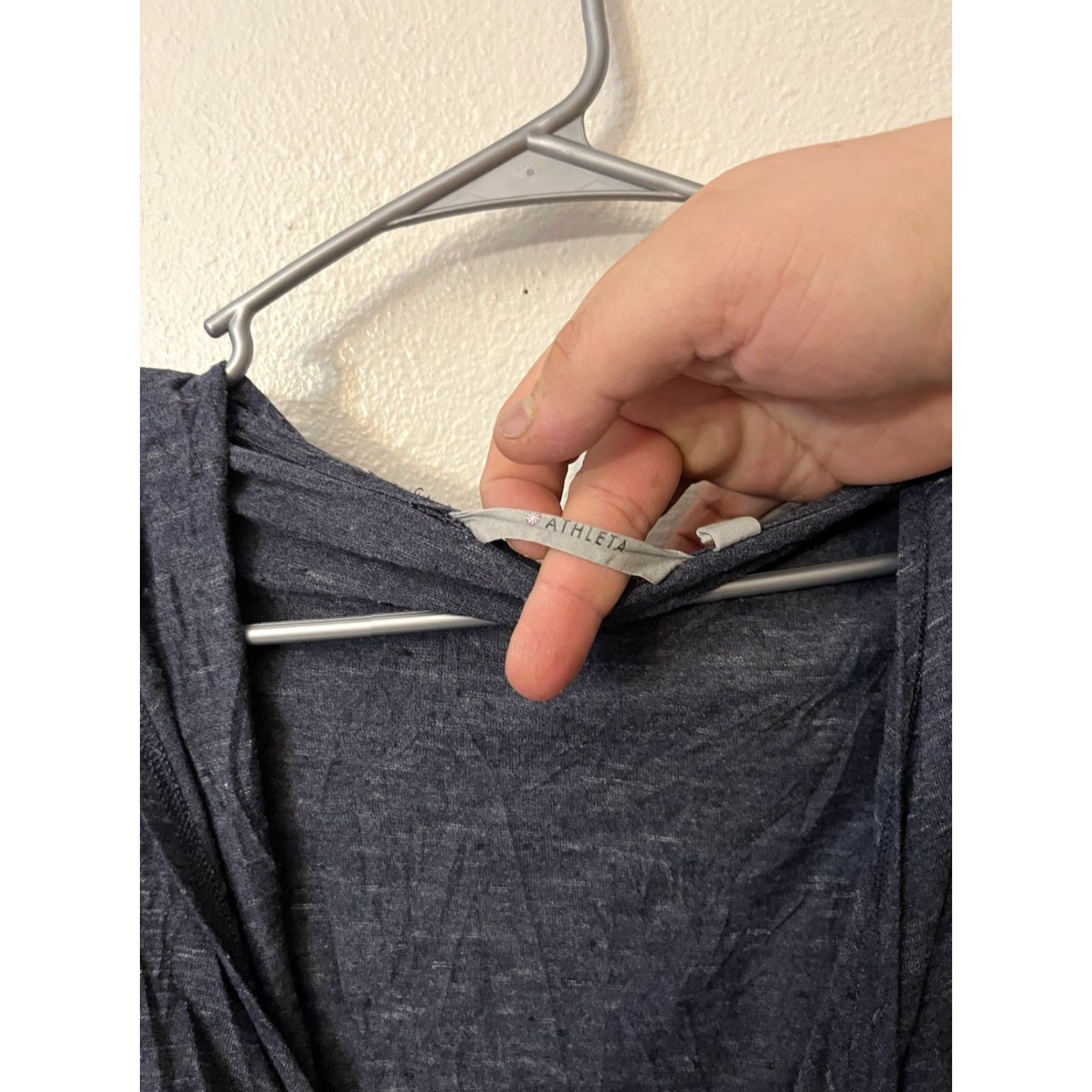 Athleta Athleta Womens XS Twist Front Plunge Hooded Pullover Top Heathered Blue Size XXS / US 00 / IT 34 - 3 Thumbnail