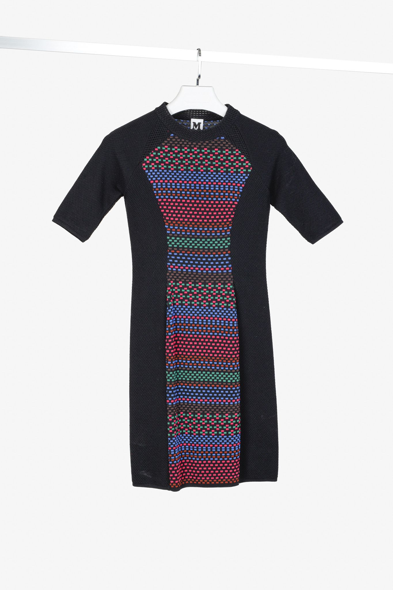 Missoni M Missoni Black Multicoloured Cube Knit Bodycon Dress Size M / US 6-8 / IT 42-44 - 1 Thumbnail