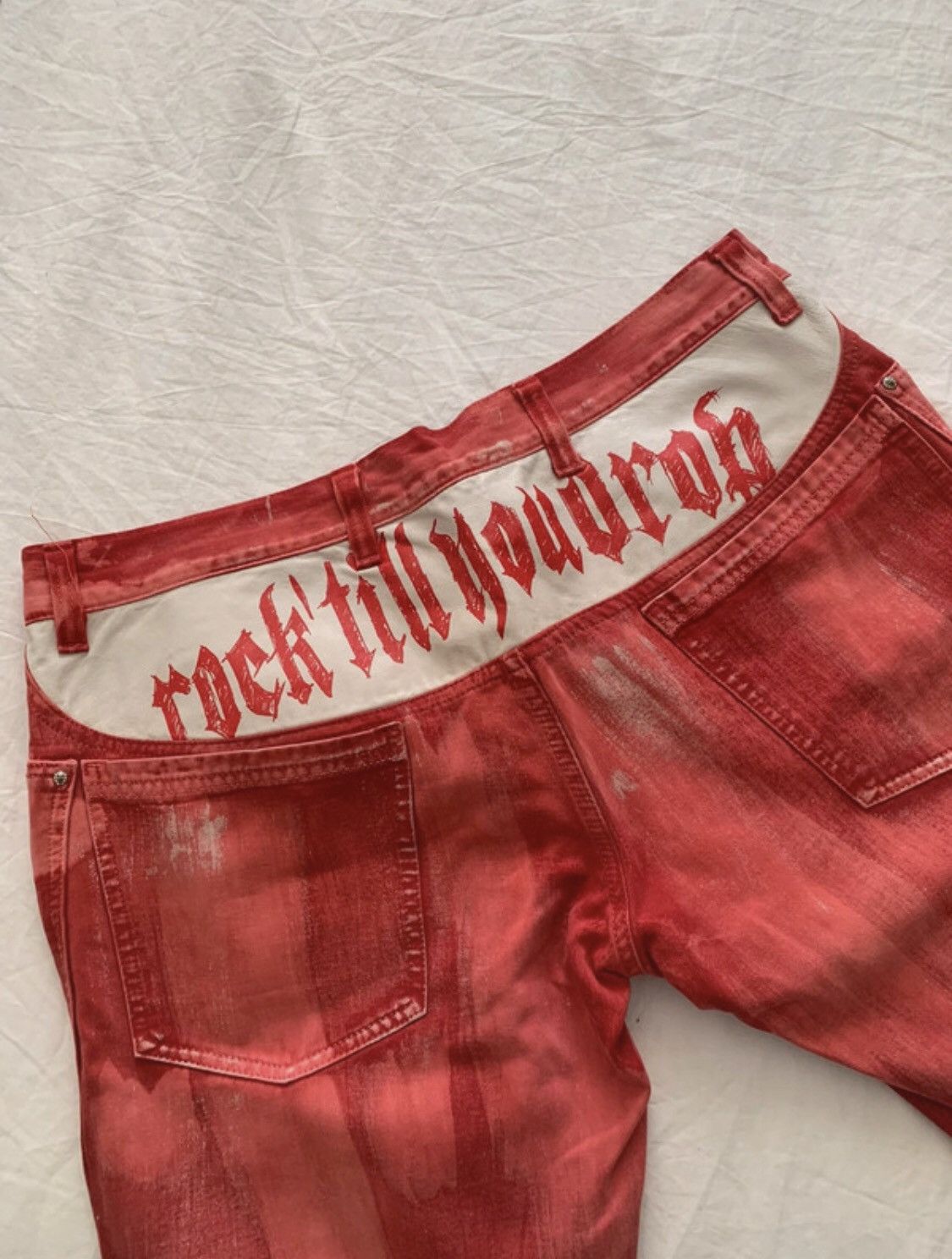 Versus Versace Versace Rare 90’s Red demin Jeans with Leather Patch Design Size US 40 / EU 56 - 1 Thumbnail