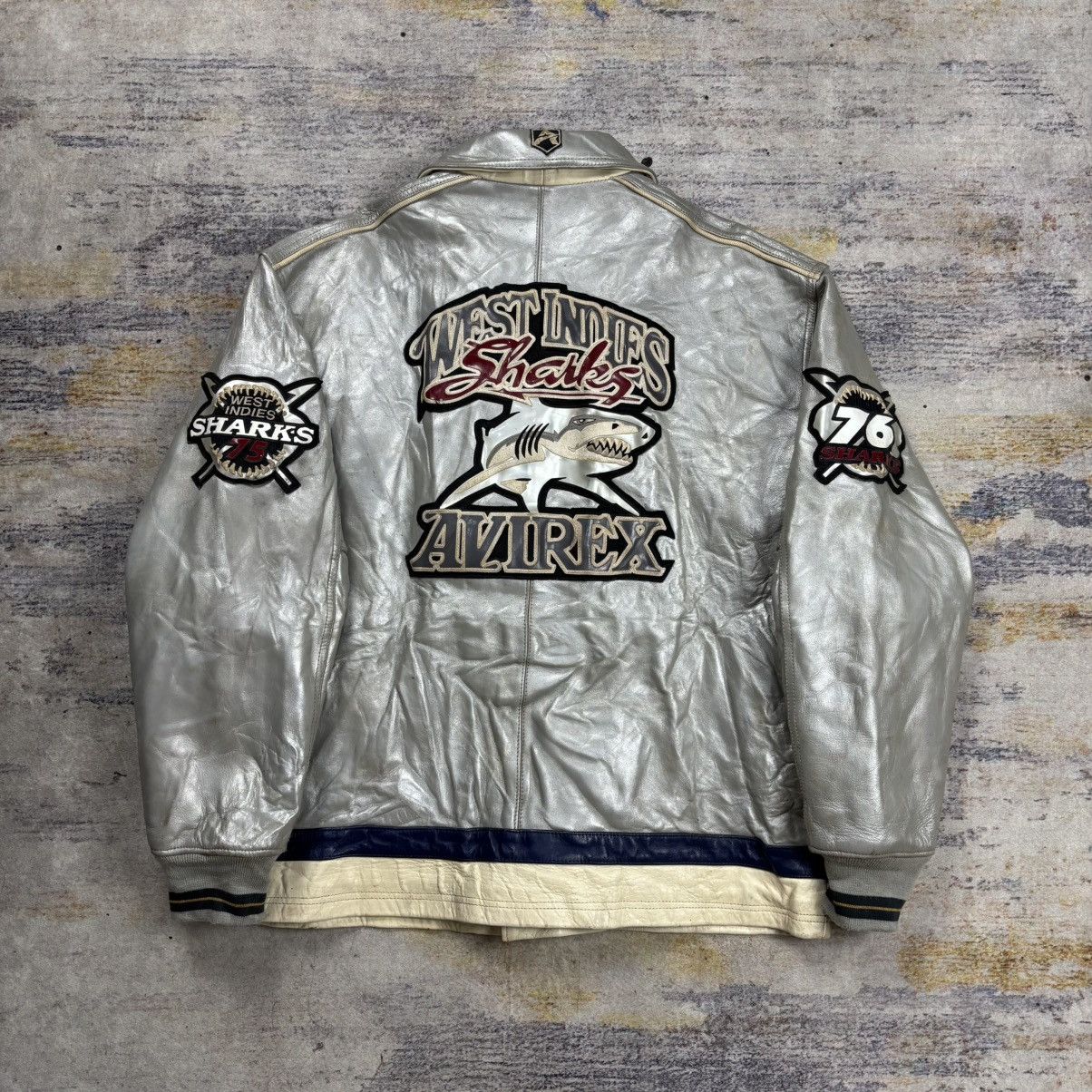Avirex Vintage 90s Avirex west indies shark varsity leather jacket Size US XXL / EU 58 / 5 - 1 Thumbnail