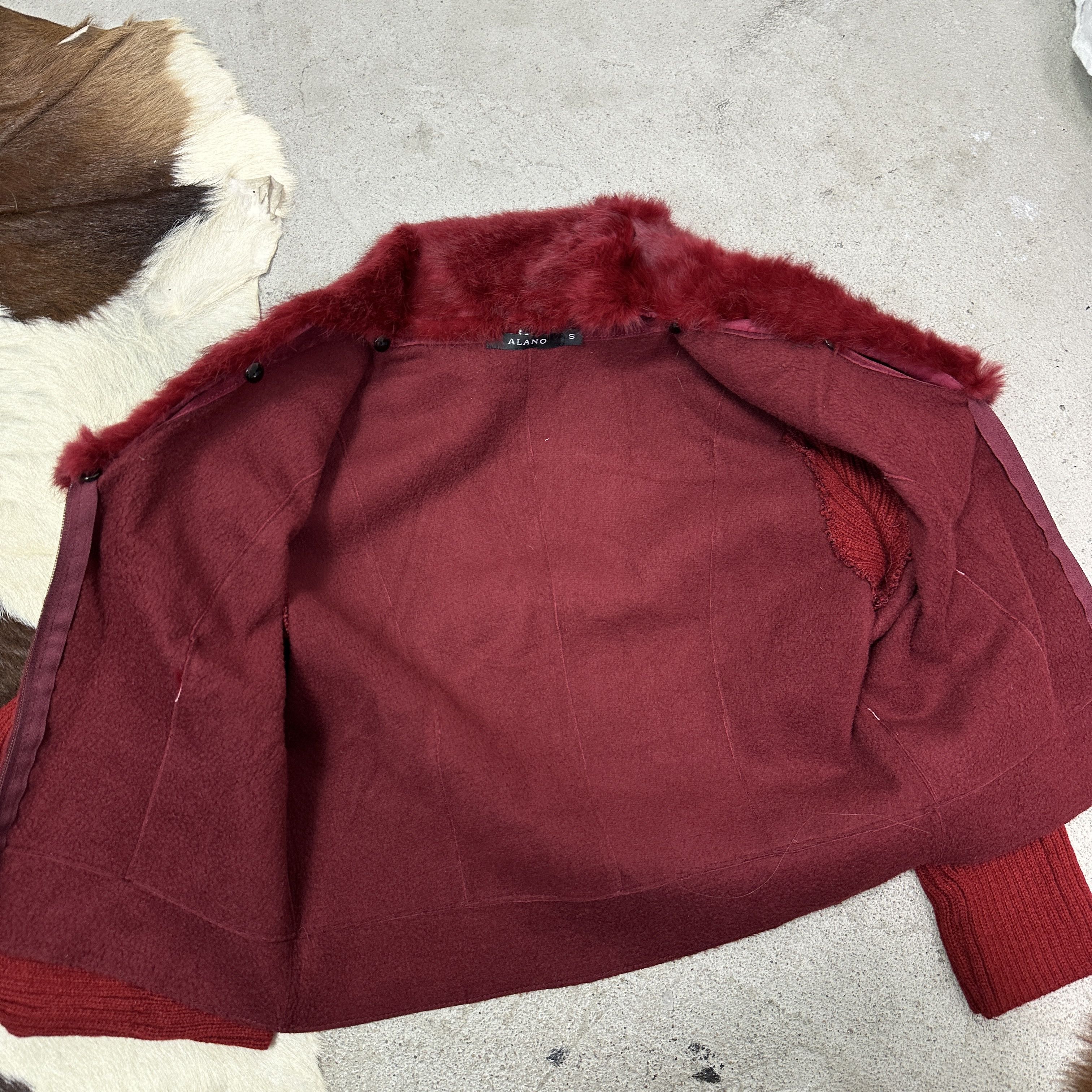 Vintage Vintage Chery Red Burgundy Real Fur Collar Jacket 00s Size S / US 4 / IT 40 - 5 Thumbnail