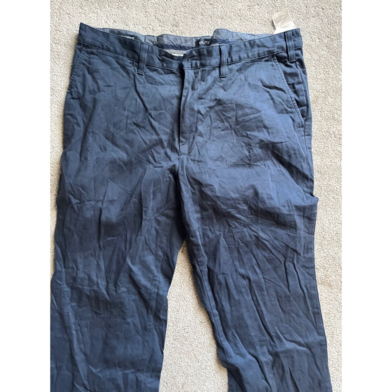 Nautica Nautica Mens Regular Fit Flat Front Pants Navy Blue 36x34 The Deck Pant Chino Cotton Front Flat Navy Mens Size US 36 / EU 52 - 2 Thumbnail