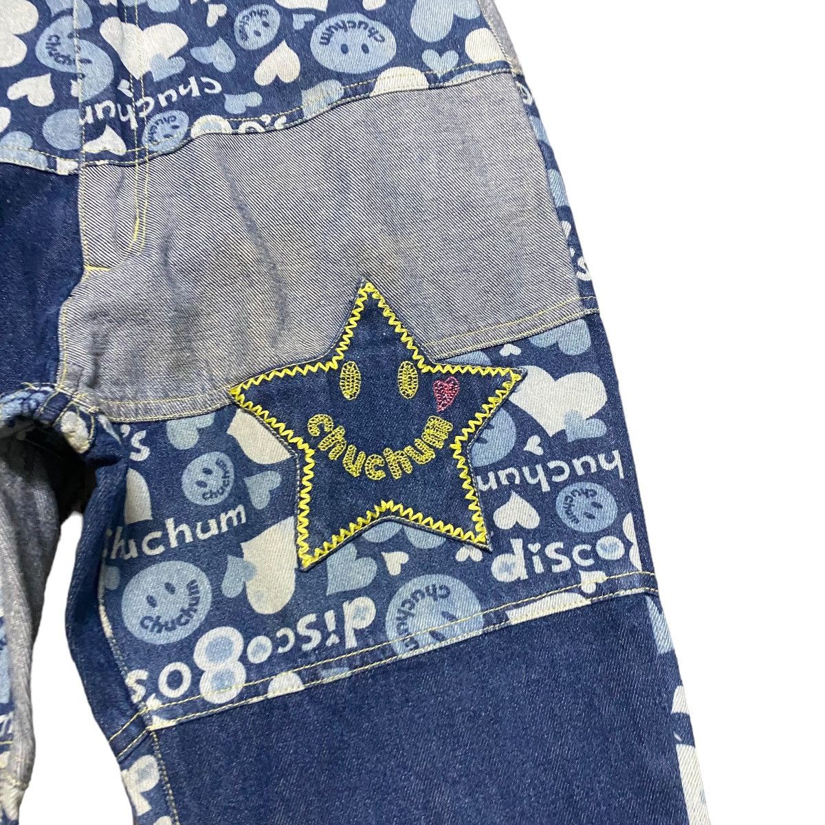 Hysteric Glamour Chuchum Smiley Hippie Denim Patchwork Flare Pants Size 26" / US 2 / IT 38 - 6 Thumbnail