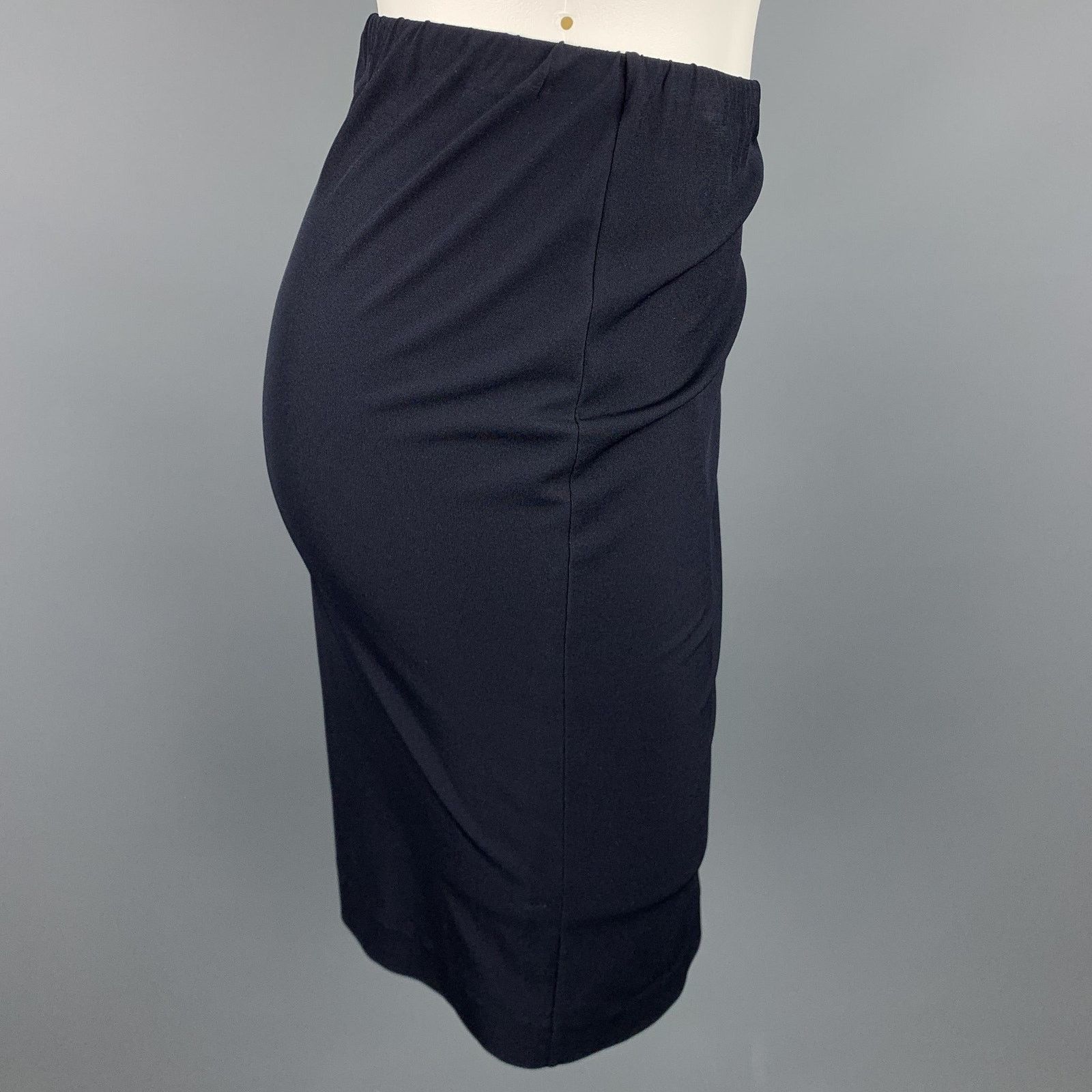 Jil Sander JIL SANDER Size 6 Navy Jersey Elastic Waistband Pencil Skirt Size 28" / US 6 / IT 42 - 2 Thumbnail