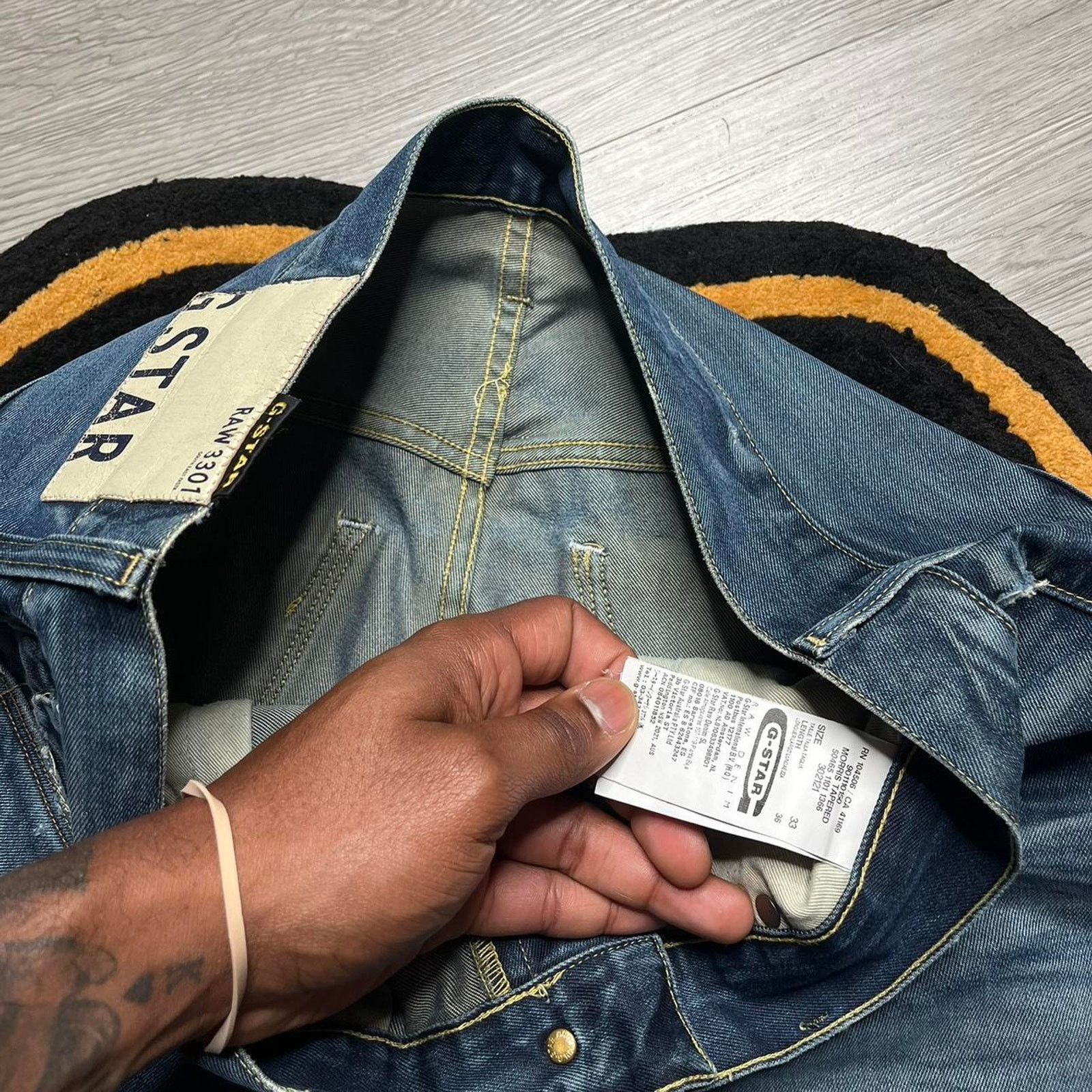 G-Star G-Star Raw Morris Tapered Distressed Stone Wash Jeans 33x30 Size US 33 - 3 Thumbnail